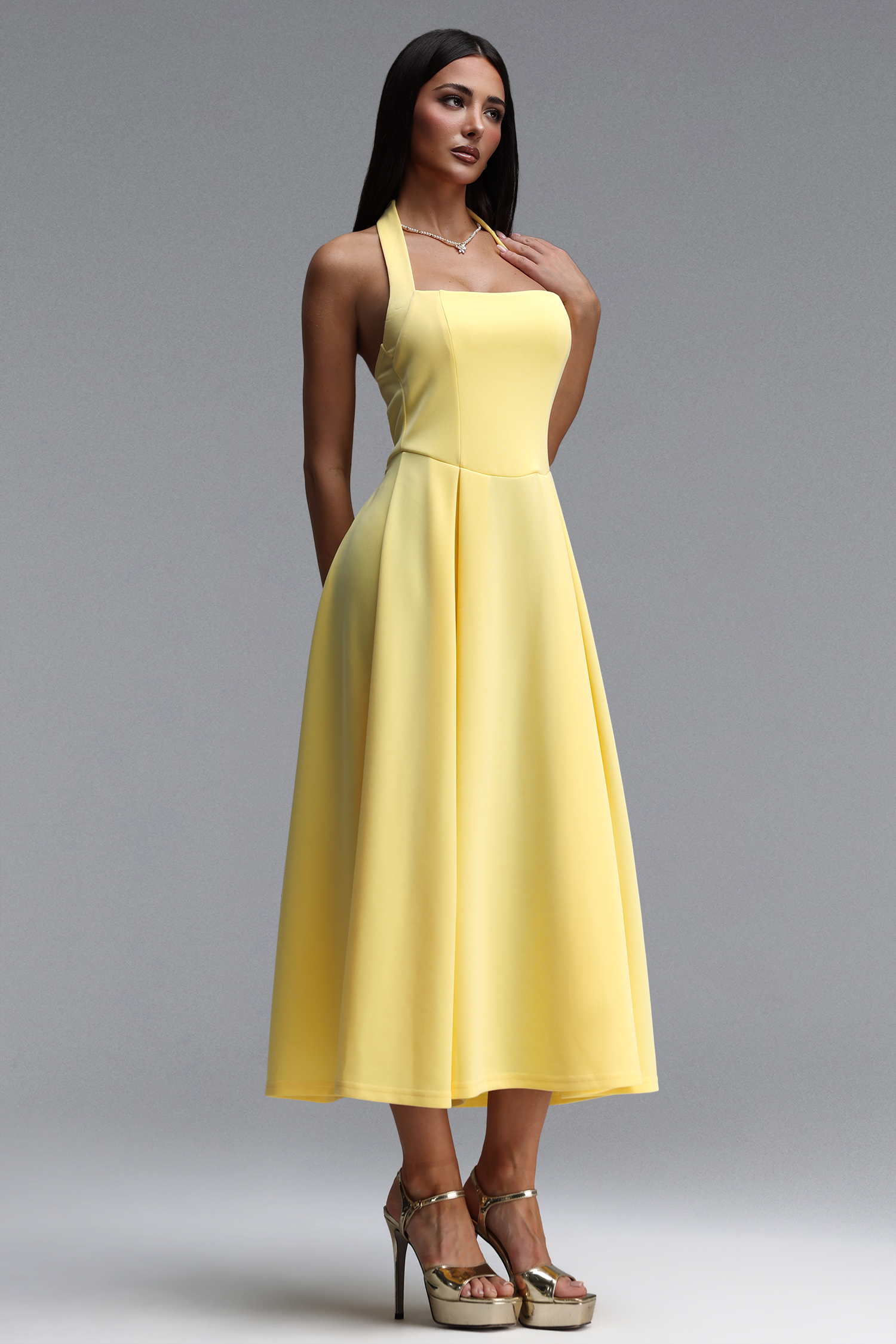Olivia Elegant Tailored Sleeveless Woven Maxi Dress