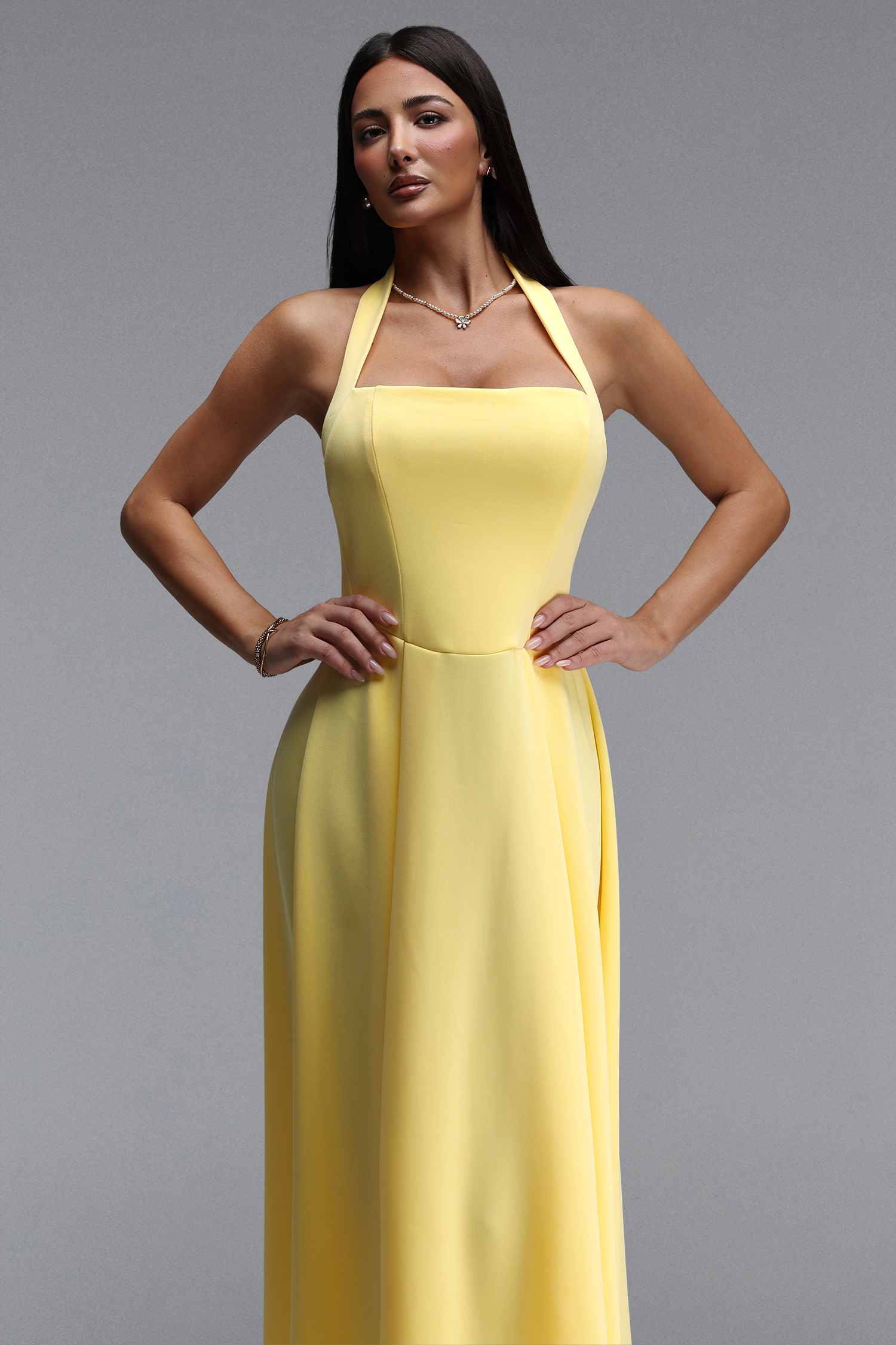 Olivia Elegant Tailored Sleeveless Woven Maxi Dress