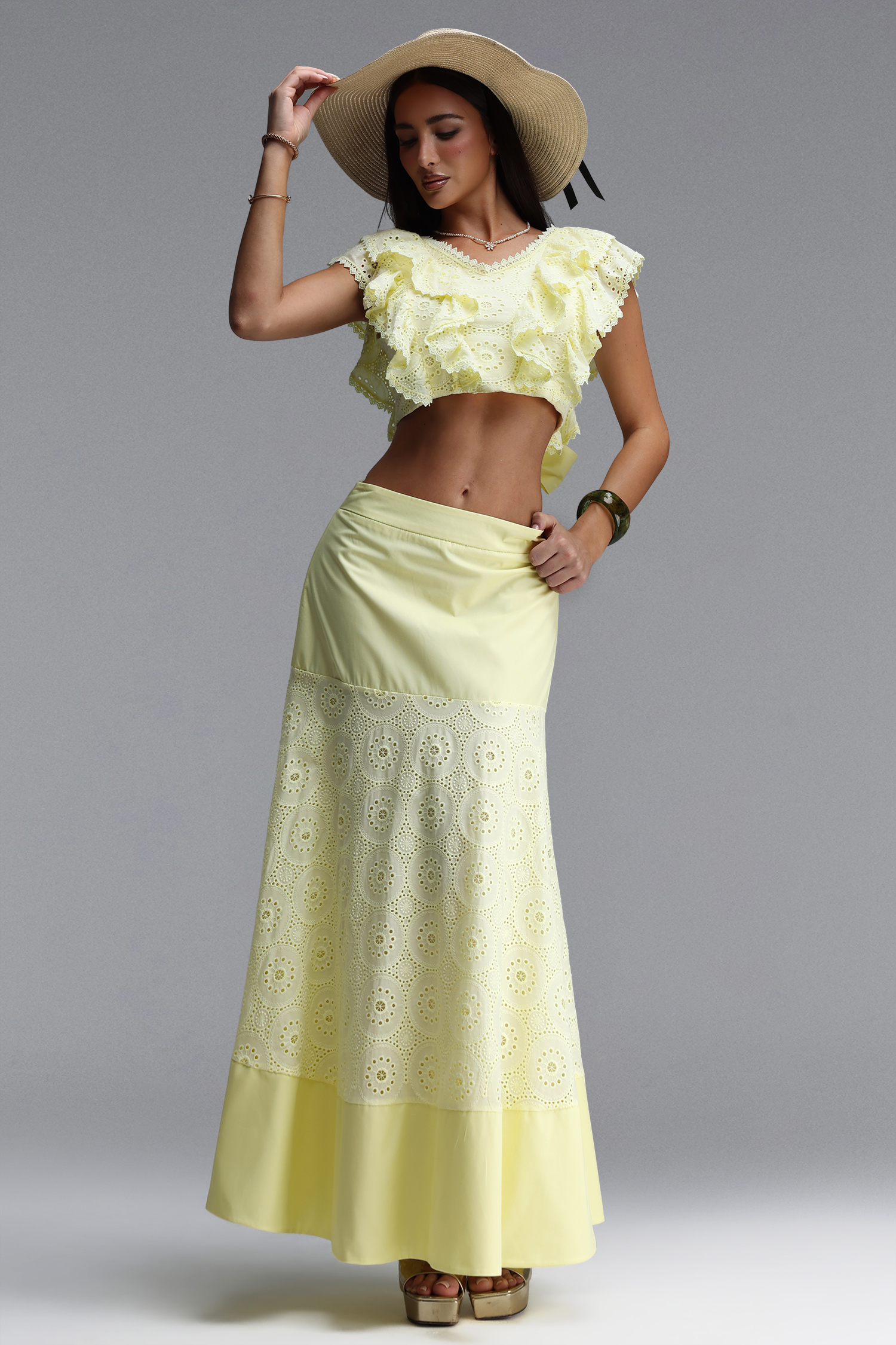 Erin Resort Flowy Sleeveless Woven Top and Skirt Two Piece Set