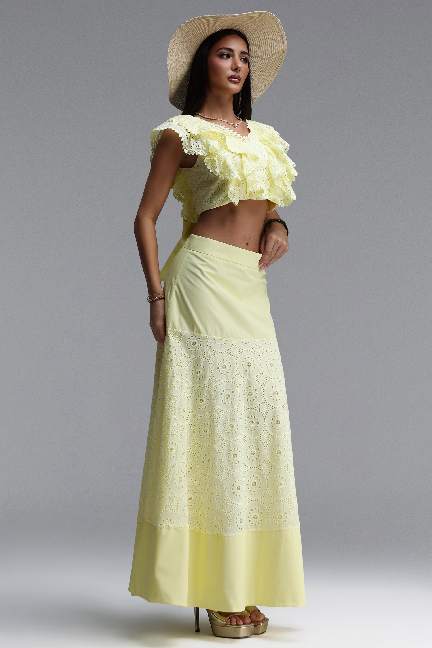 Erin Resort Flowy Sleeveless Woven Top and Skirt Two Piece Set