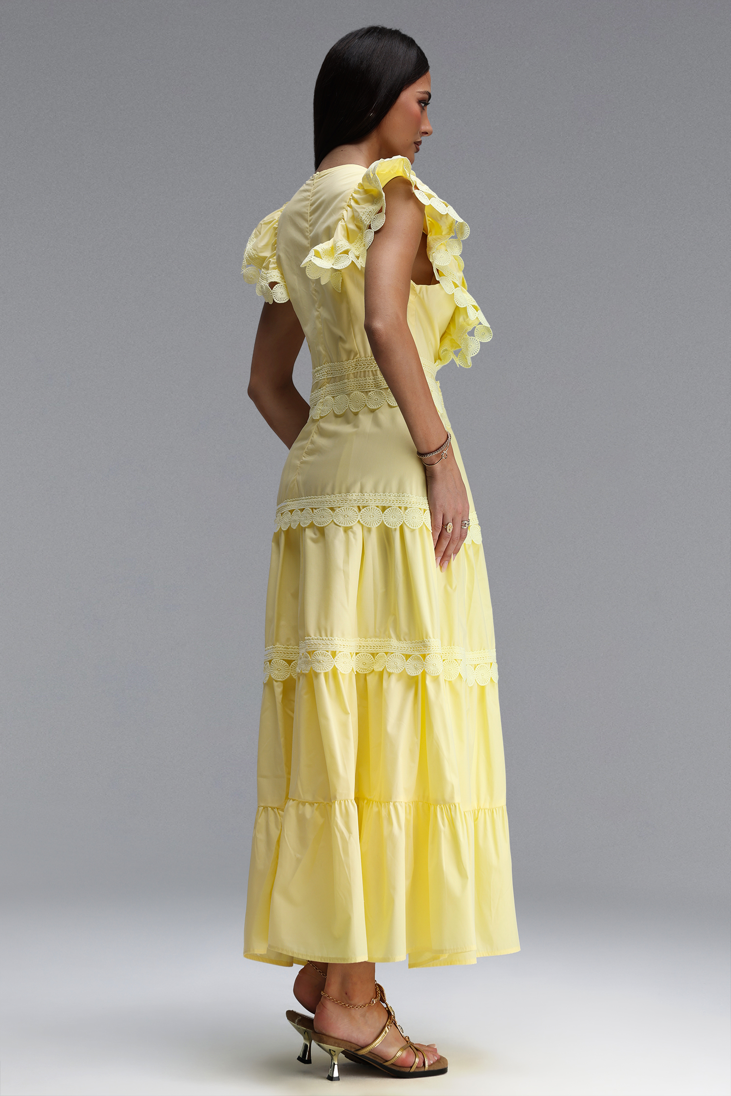 Susan Resort Sleeveless Flowy Ruffle Woven Maxi Dress