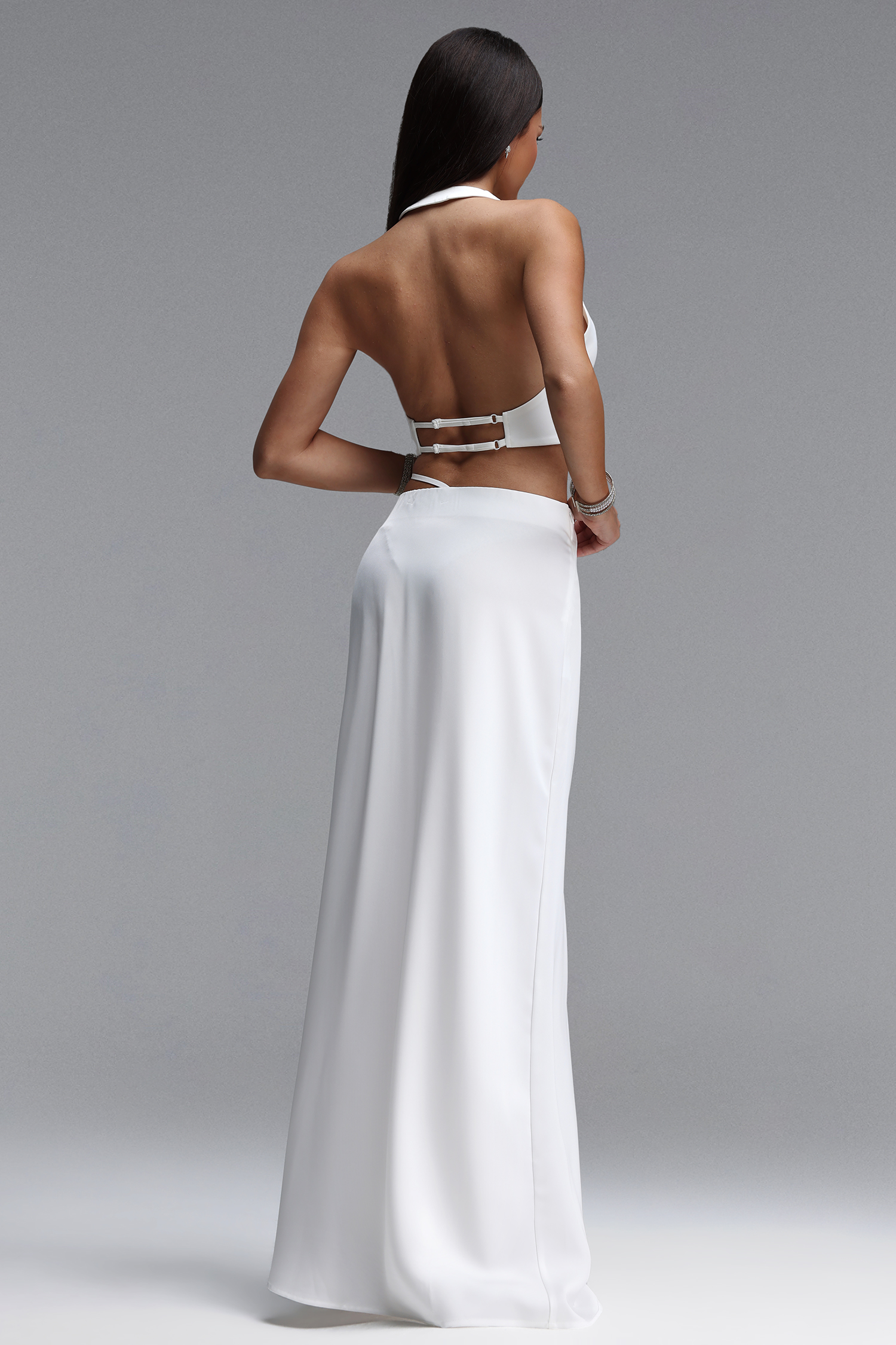 Matne Elegant Tailored Sleeveless Cut Out Woven Top and Skirt Two Piece Set