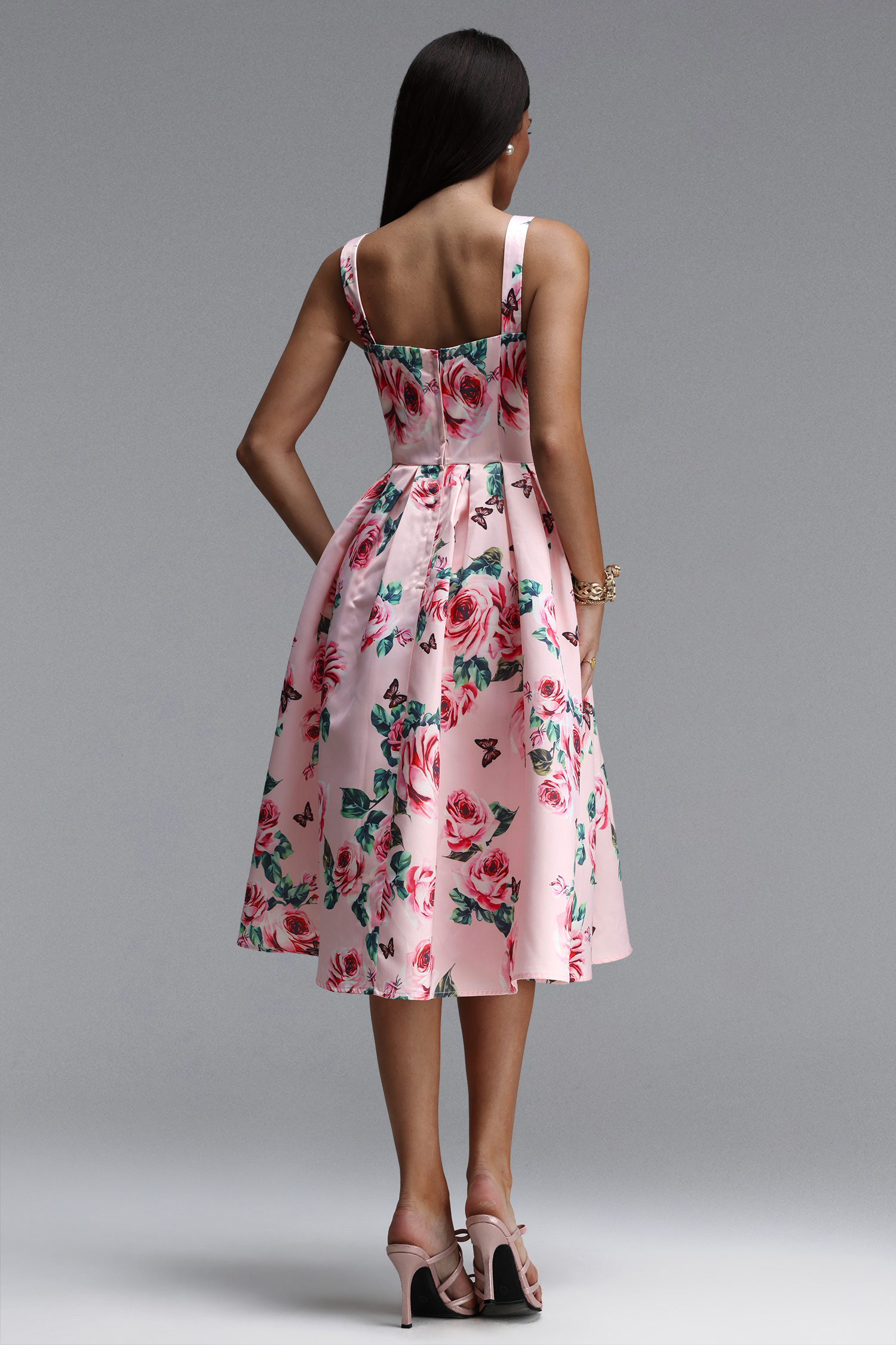 Liliana Resort Flowy Sleeveless Floral Print Woven Midi Dress