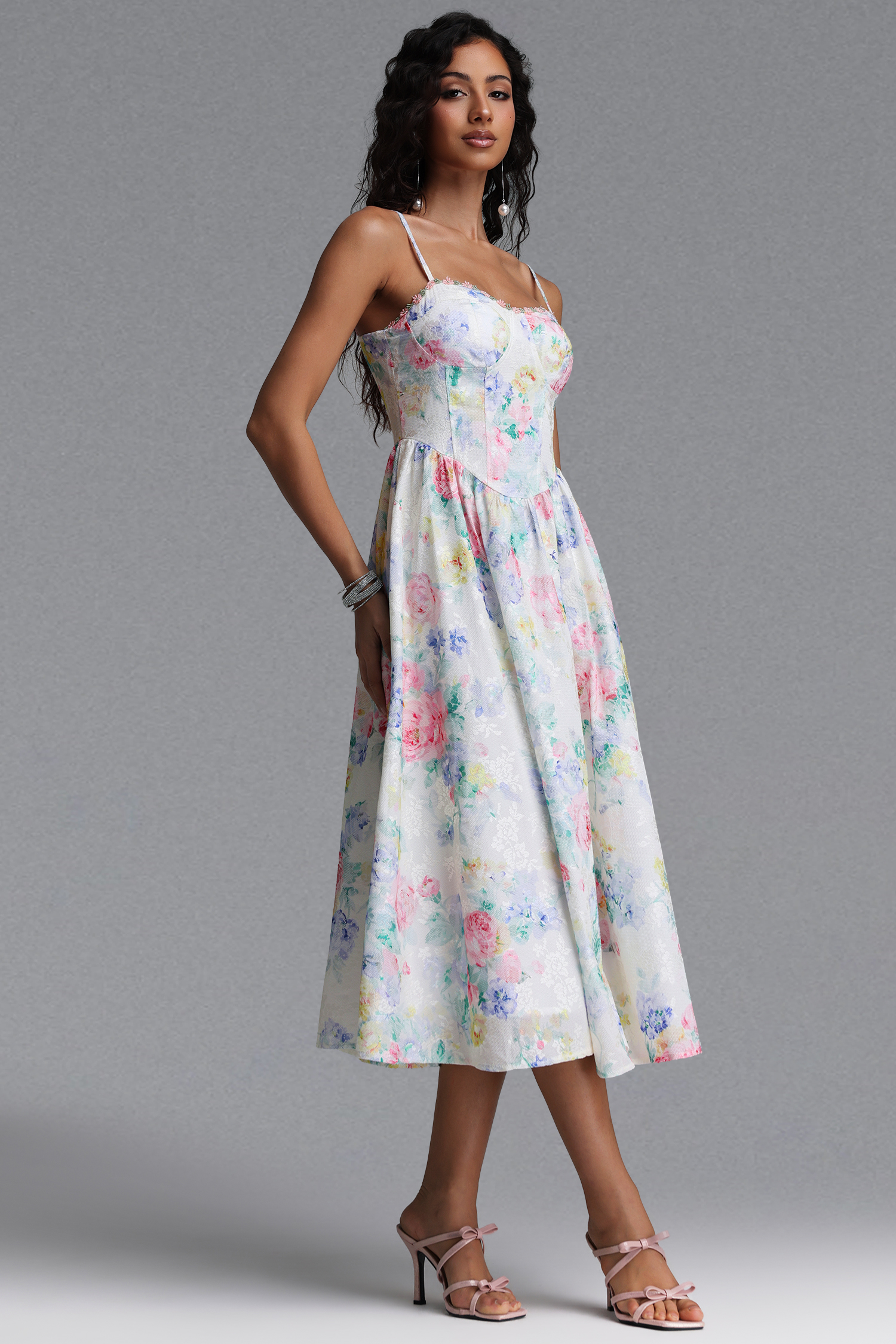 Enya Resort Flowy Sleeveless Floral Print Woven Maxi Dress