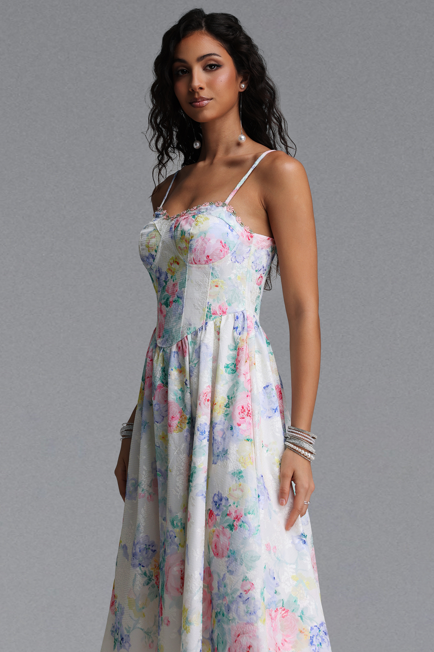 Enya Resort Flowy Sleeveless Floral Print Woven Maxi Dress