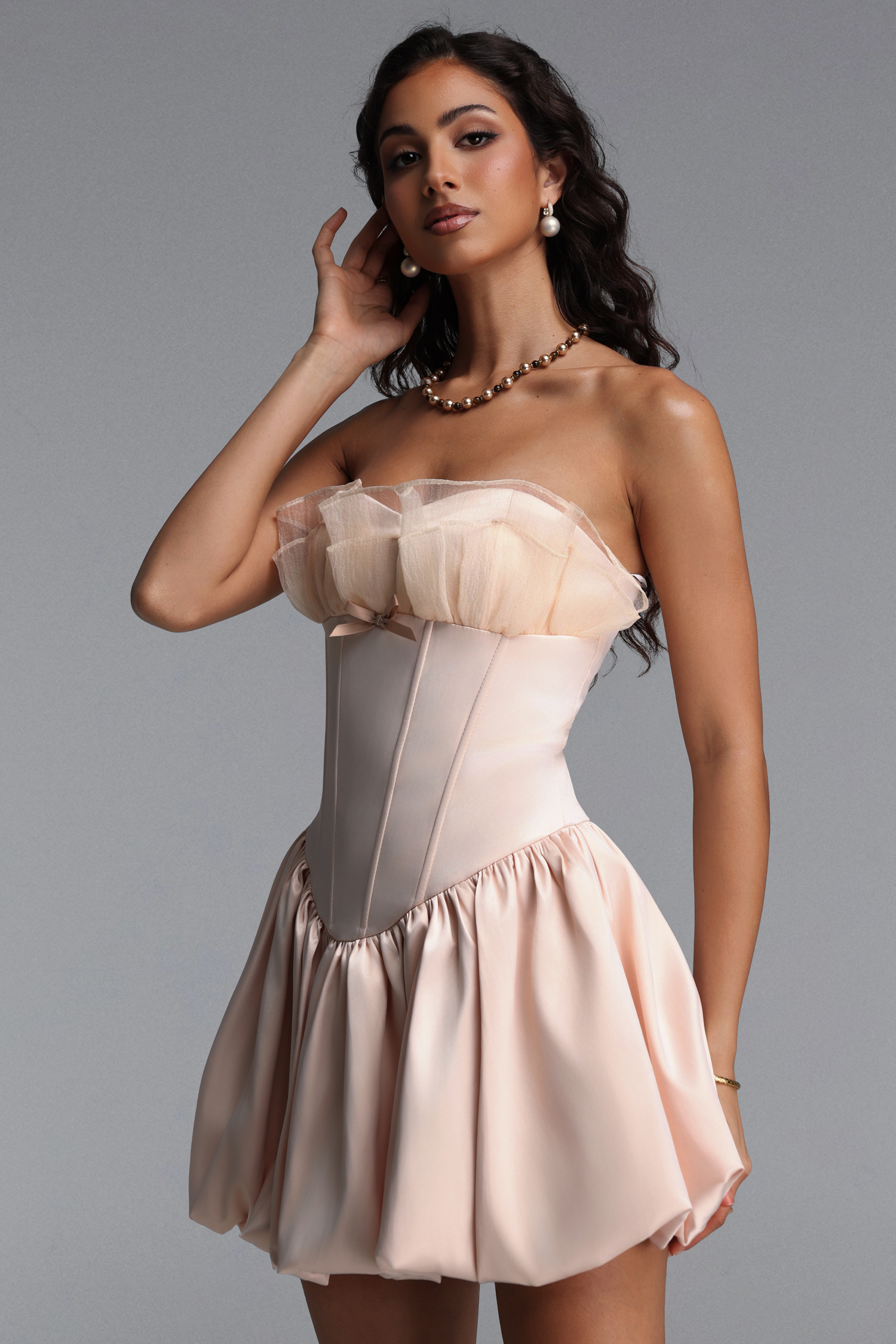 Jacqueline Chic Tailored Sleeveless Bow Woven Mini Dress