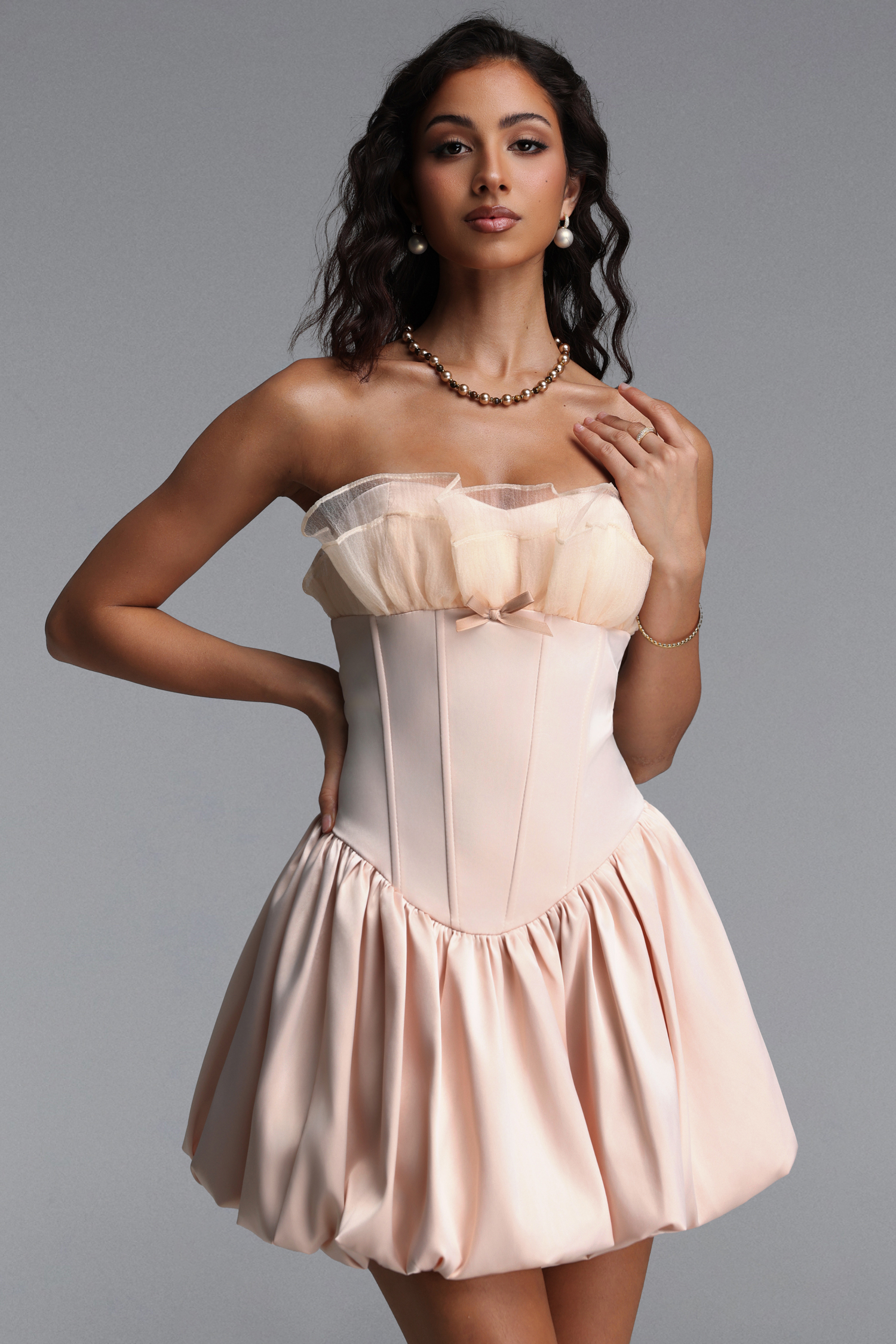Jacqueline Chic Tailored Sleeveless Bow Woven Mini Dress