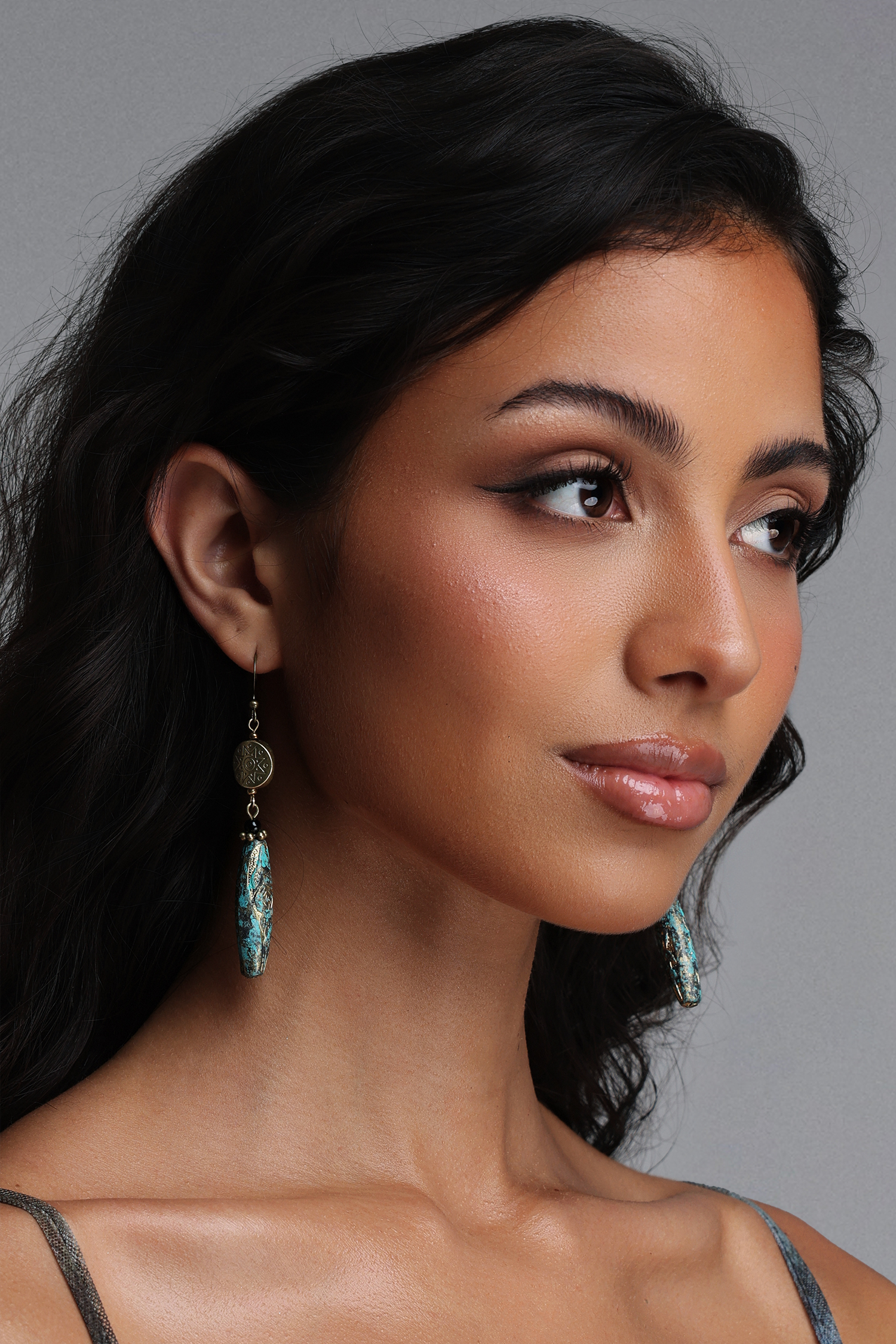 Lotus Vintage Gold Dangle Earrings