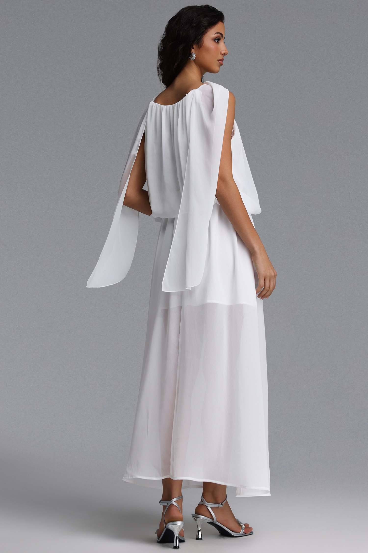 Solvia Resort Flowy Sleeveless Lace Chiffon Maxi Dress