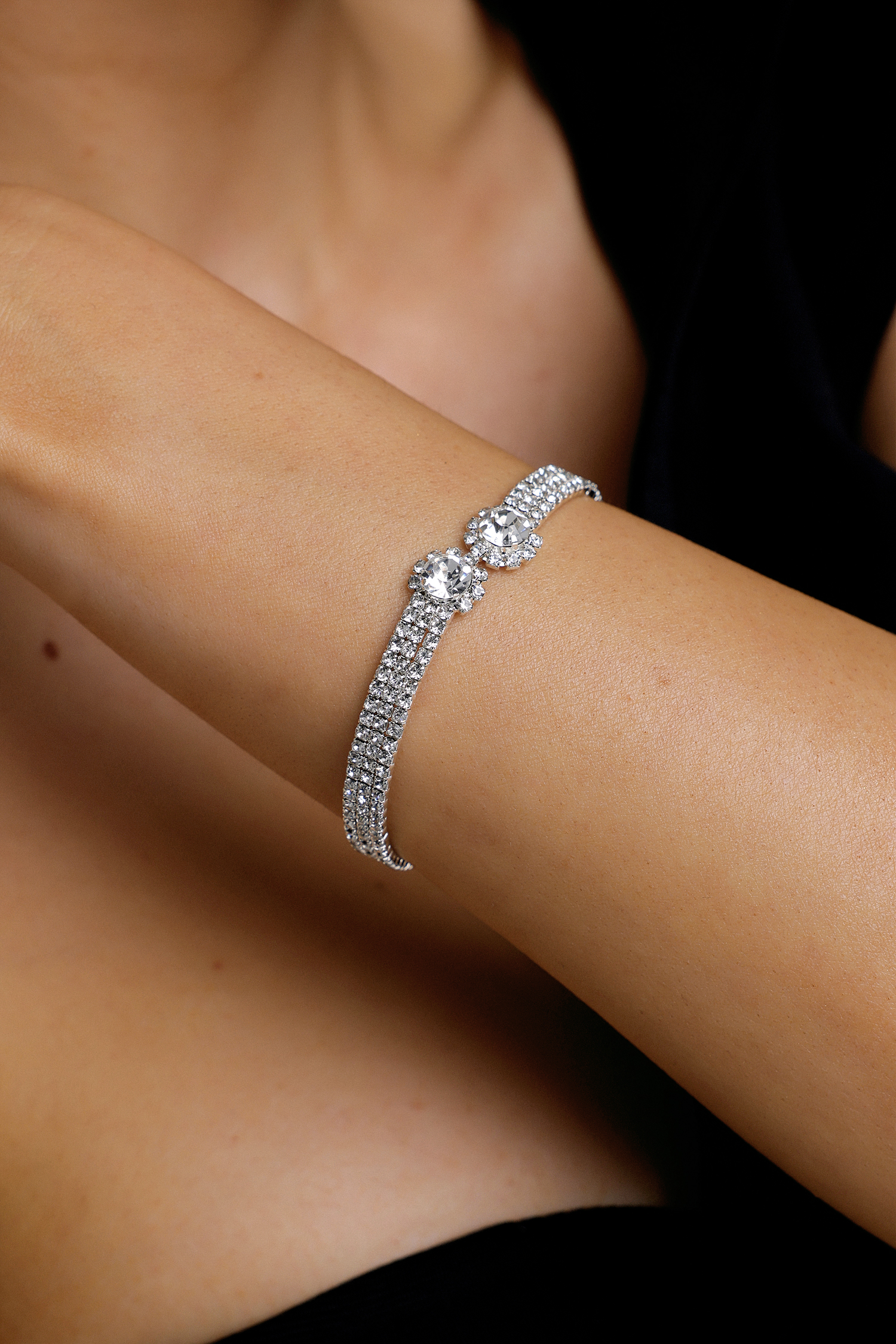 Susa Pave Rhinestone Open Cuff Bangle