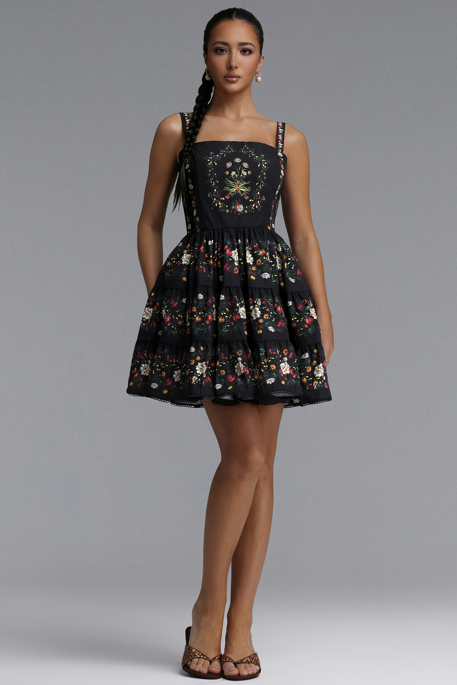 Romelle Resort Flowy Sleeveless Floral Print Woven Mini Dress