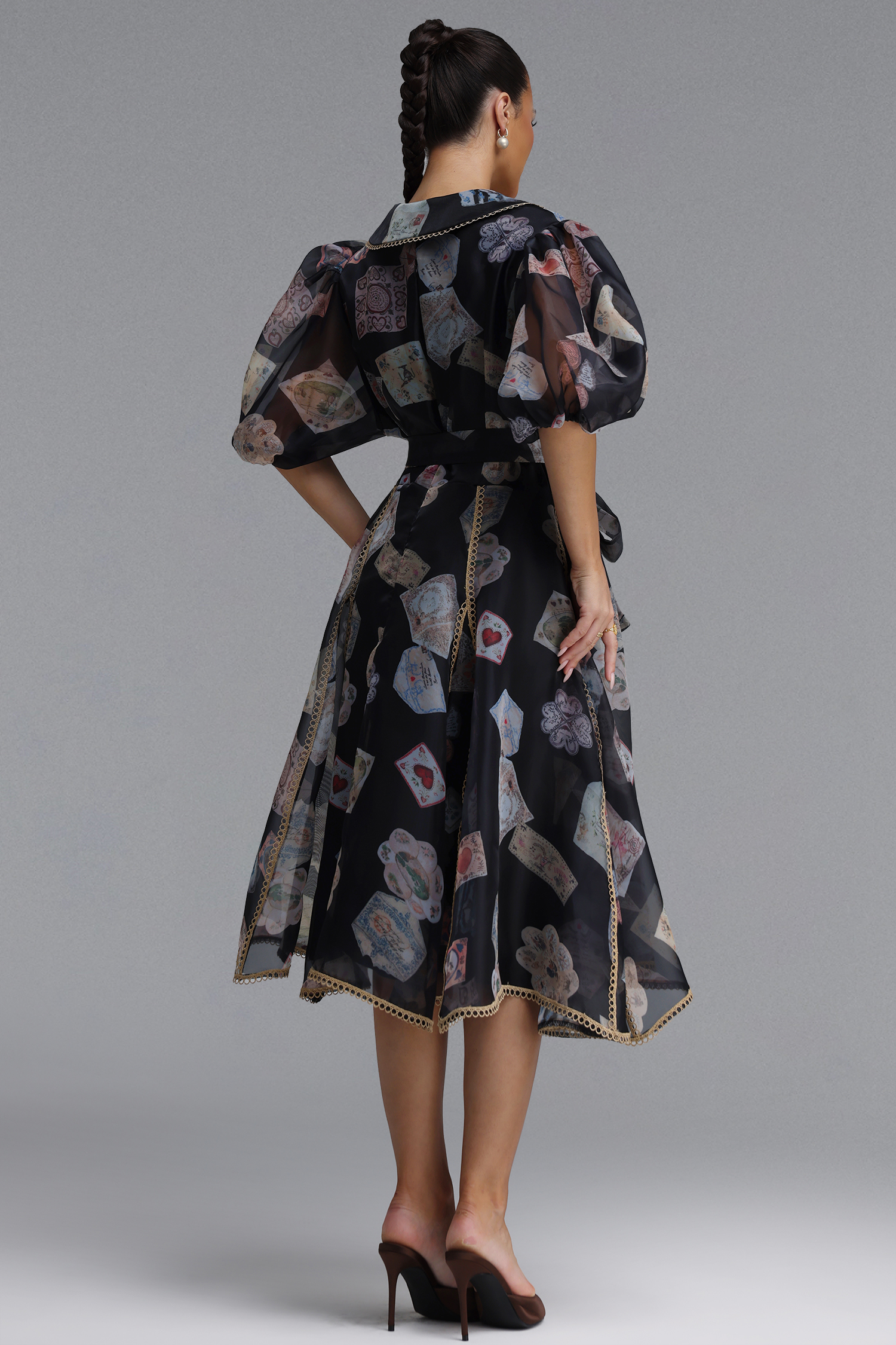 Rury Resort Flowy Puff Sleeve Woven Black Mini Dress