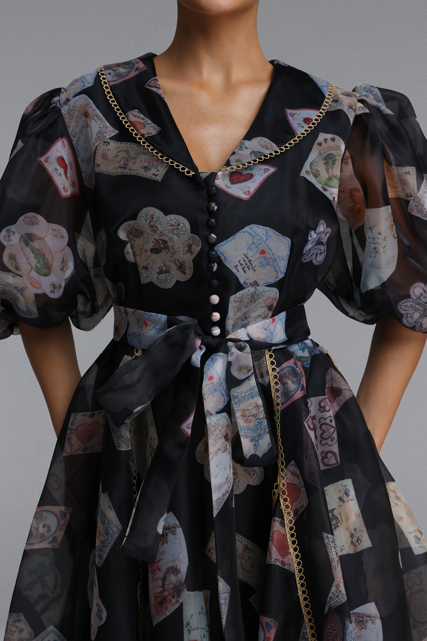 Rury Resort Flowy Puff Sleeve Woven Black Mini Dress
