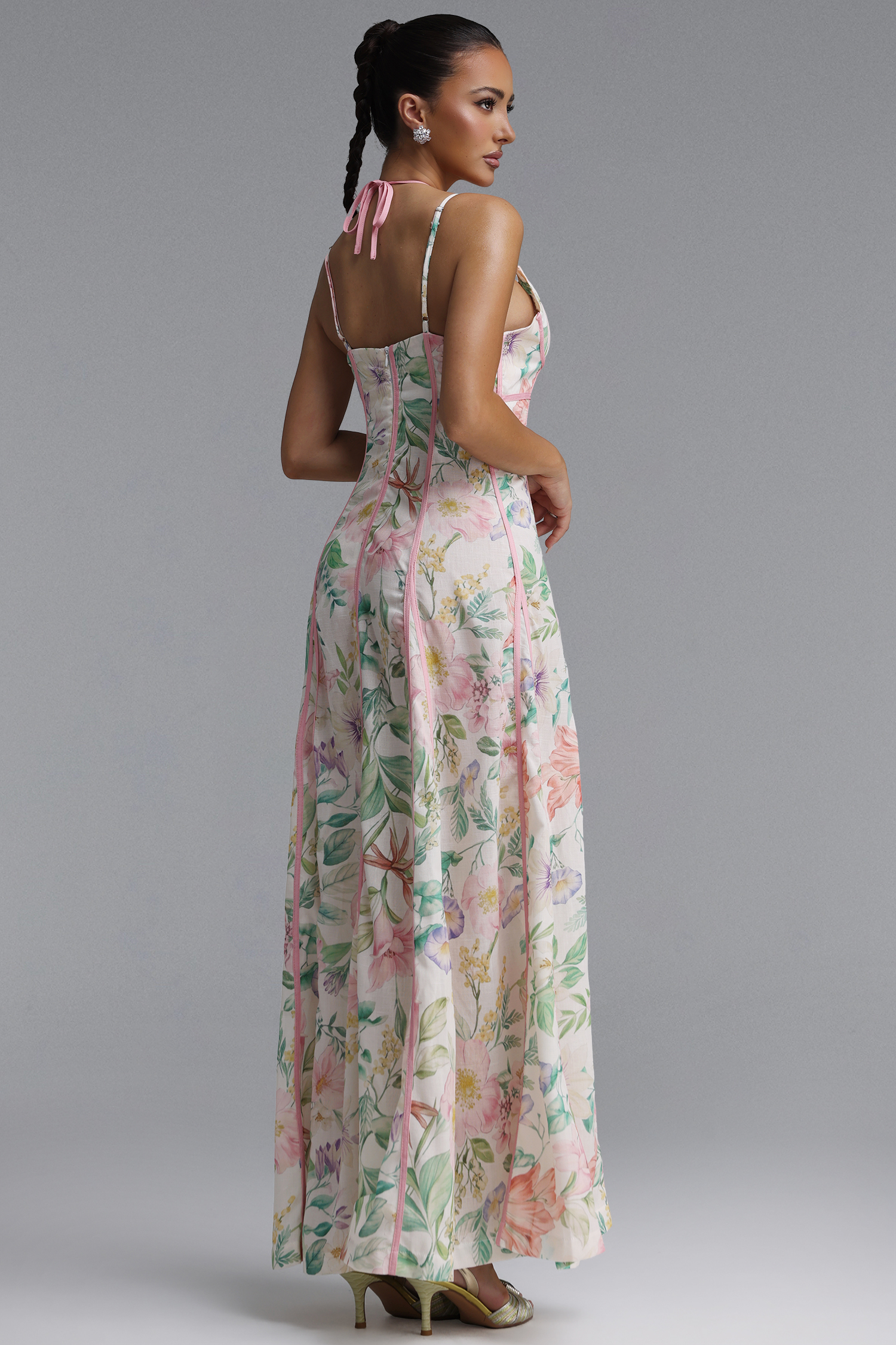 Jodinin Resort Flowy Spaghetti Strap Floral Print Woven Maxi Dress