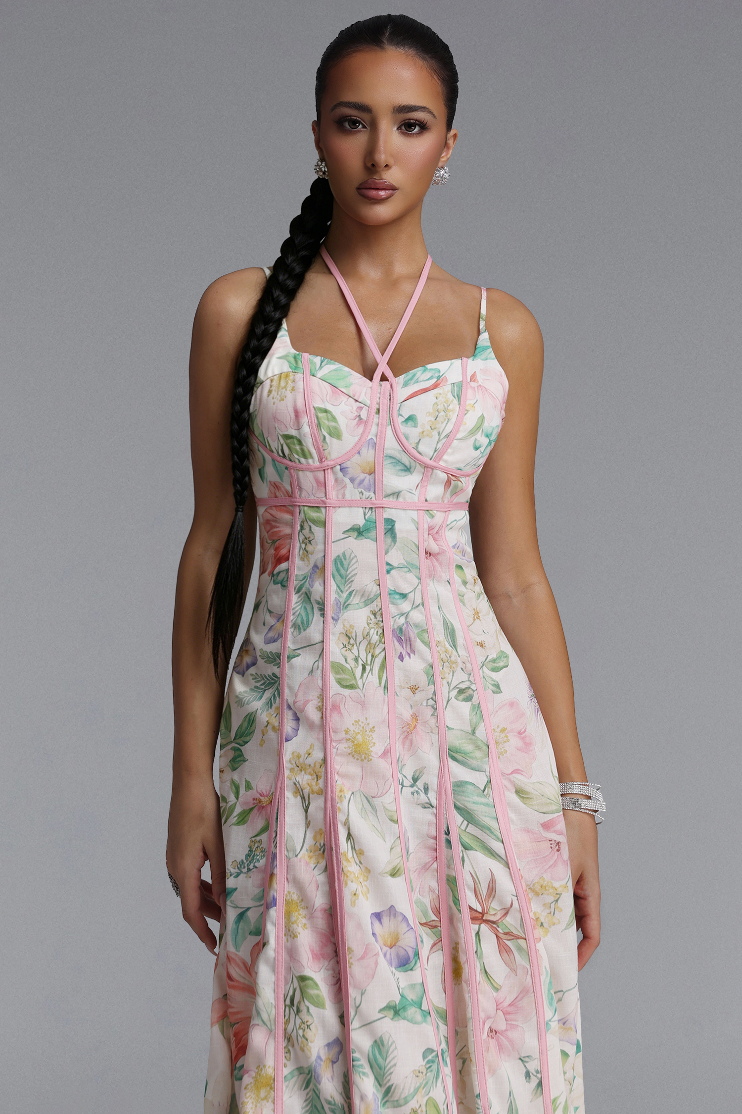Jodinin Resort Flowy Spaghetti Strap Floral Print Woven Maxi Dress