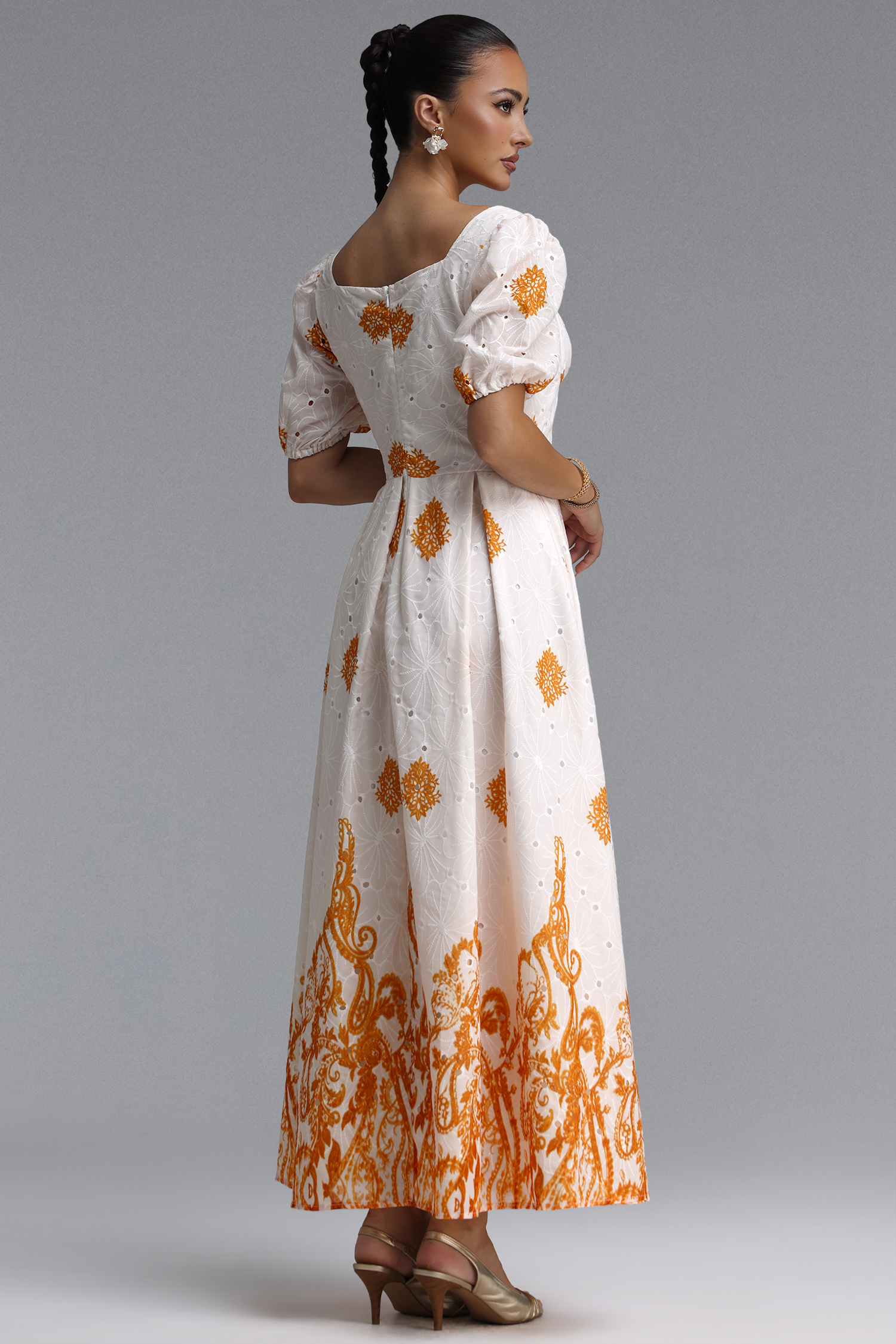 Nautica Resort Flowy Puff Sleeve Floral Print Woven Maxi Dress