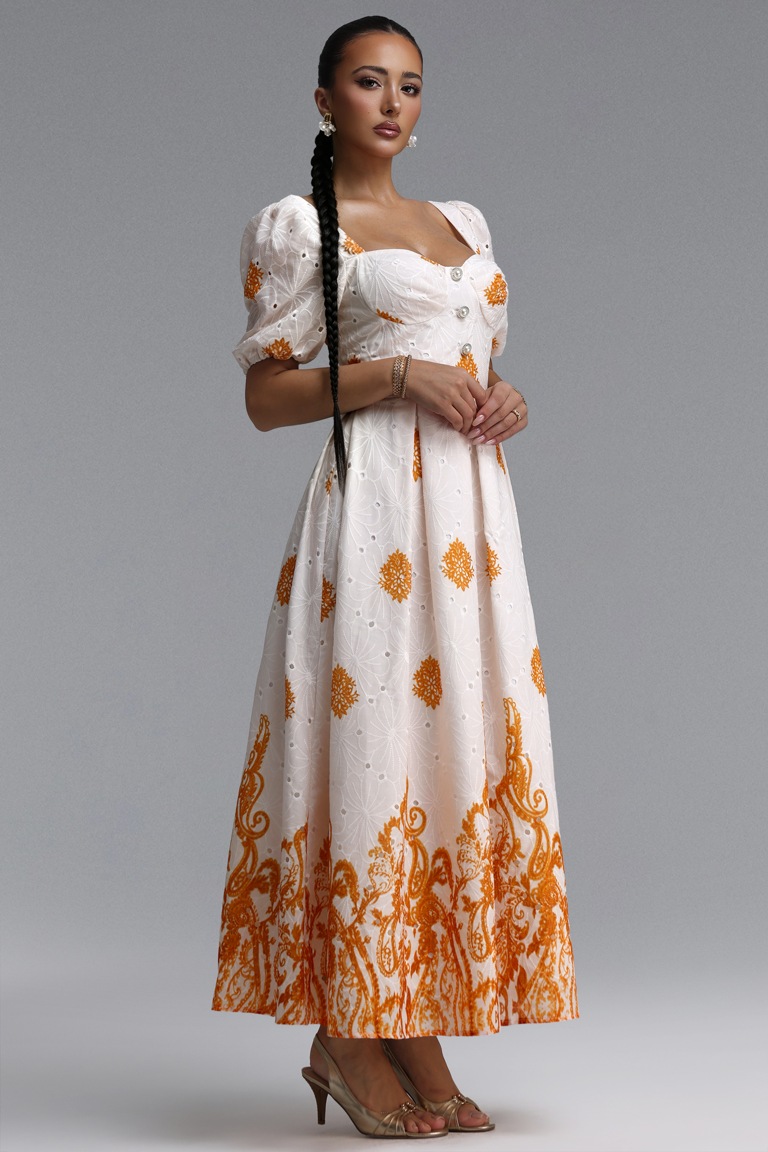 Nautica Resort Flowy Puff Sleeve Floral Print Woven Maxi Dress