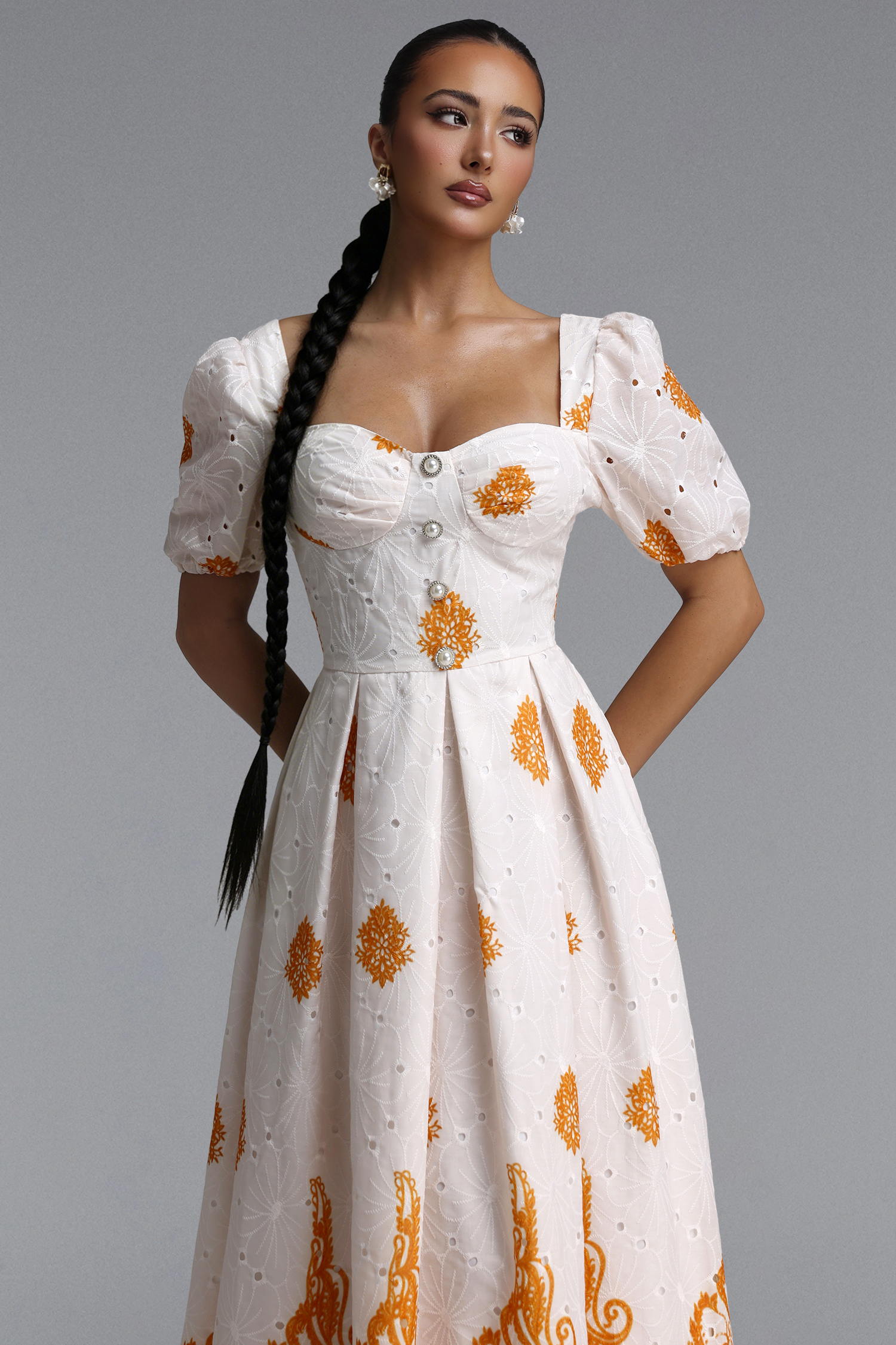 Nautica Resort Flowy Puff Sleeve Floral Print Woven Maxi Dress