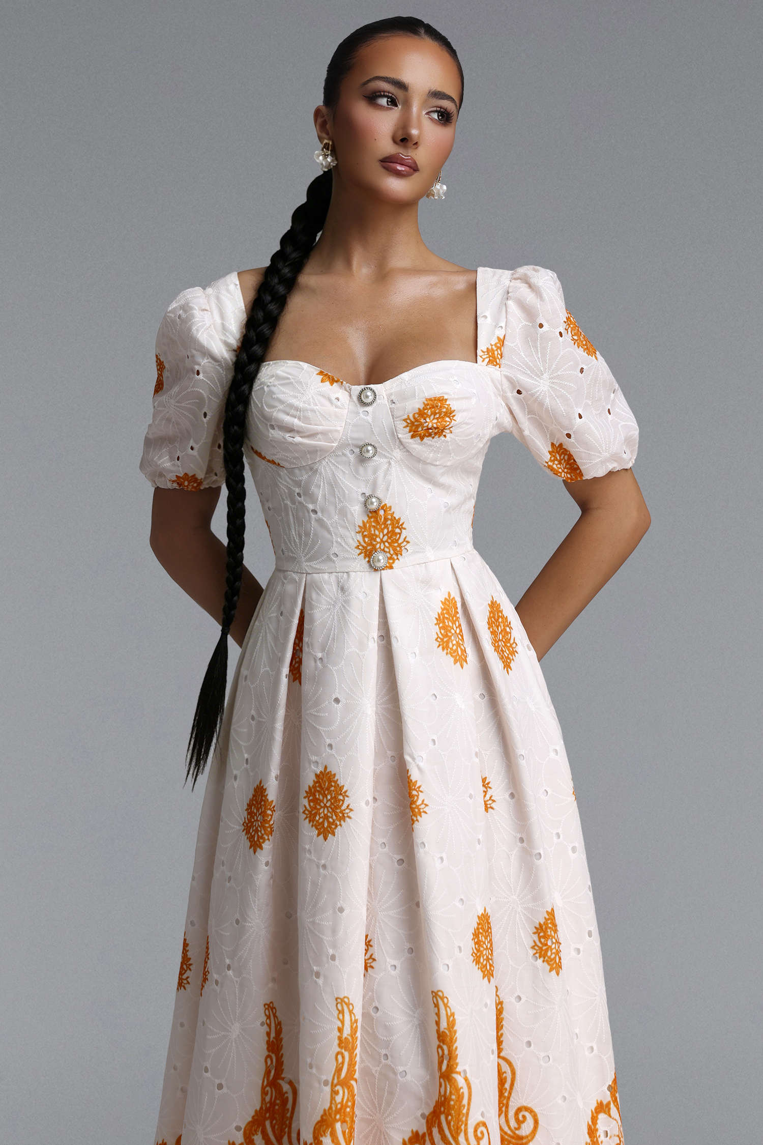 Nautica Resort Flowy Puff Sleeve Floral Print Woven Maxi Dress