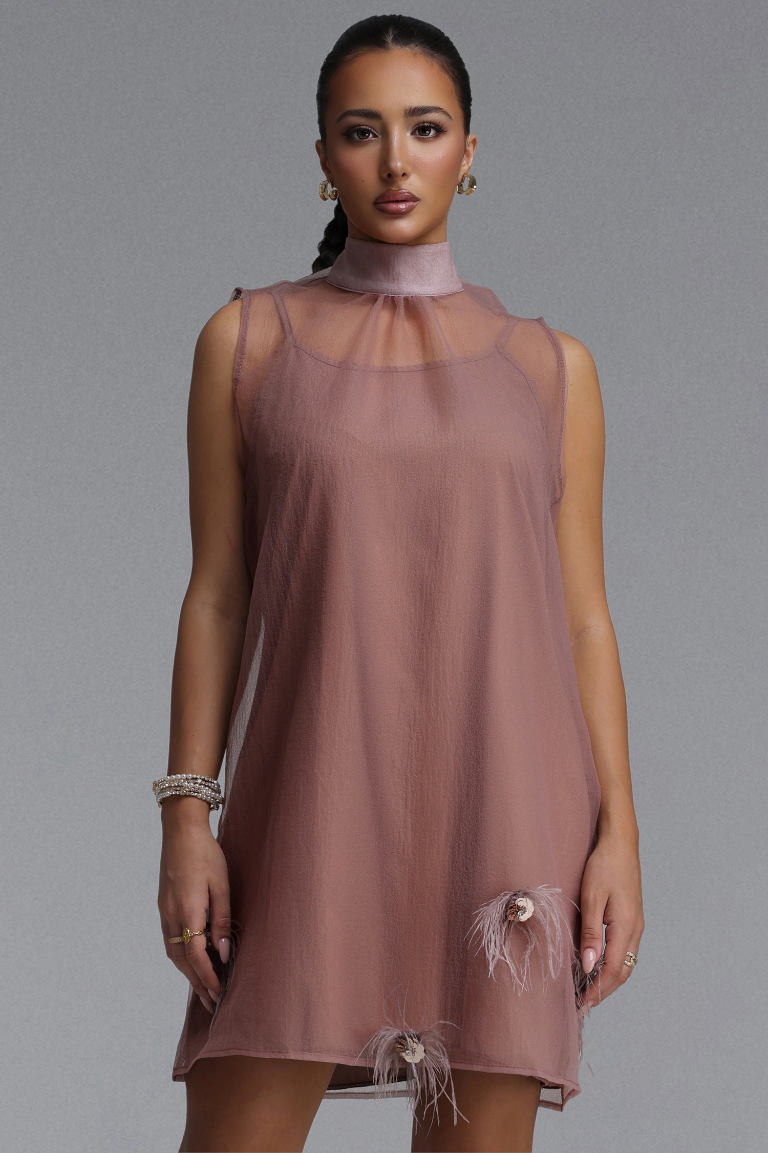 high neck flowy mini dress GINA TRICOT - Flowy Frill Mini Dress - Women - Polyester - 40 EU