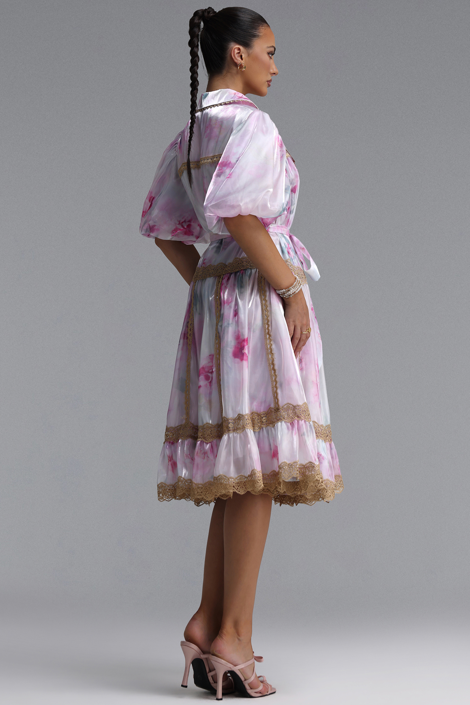 Neal Resort Flowy Puff Sleeve Print Woven Mini Dress