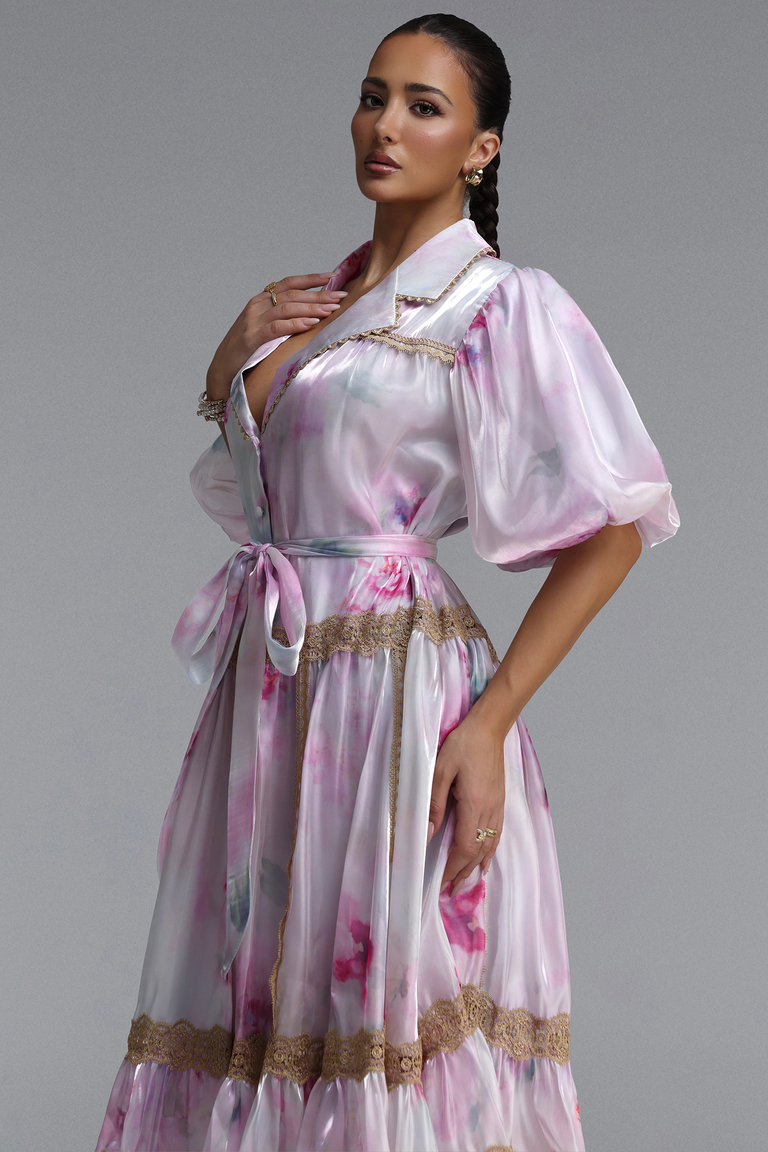 Neal Resort Flowy Puff Sleeve Print Woven Mini Dress