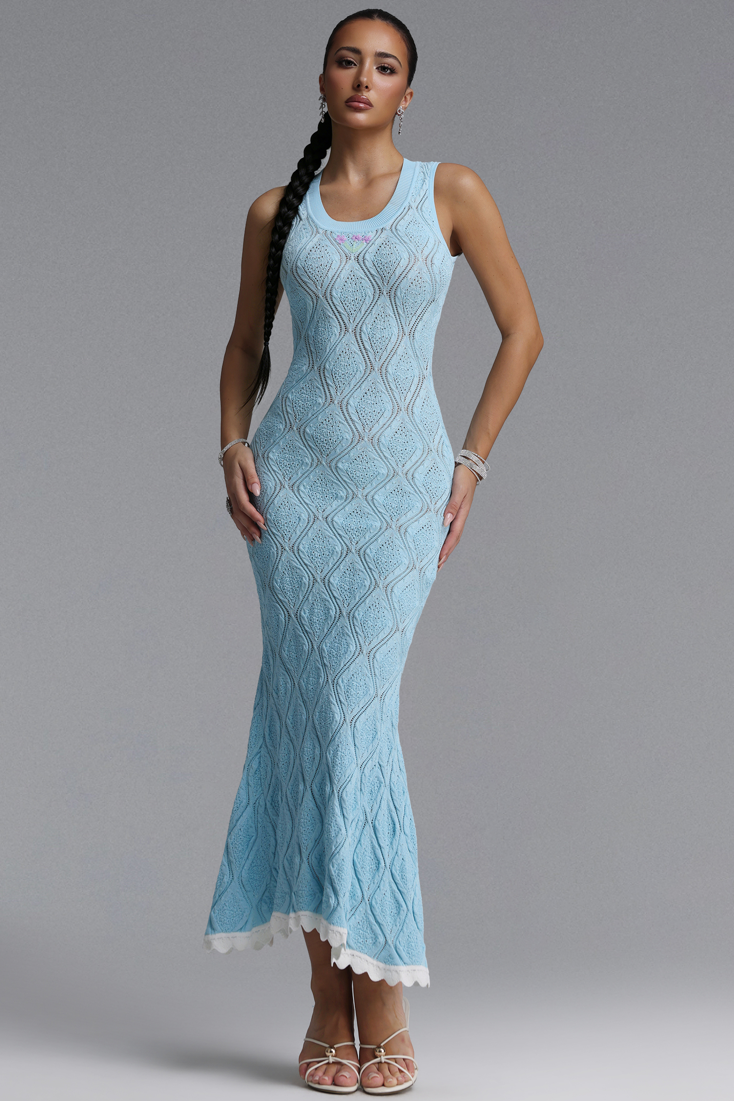 Kaci Elegant Cinched Sleeveless Knit Maxi Dress