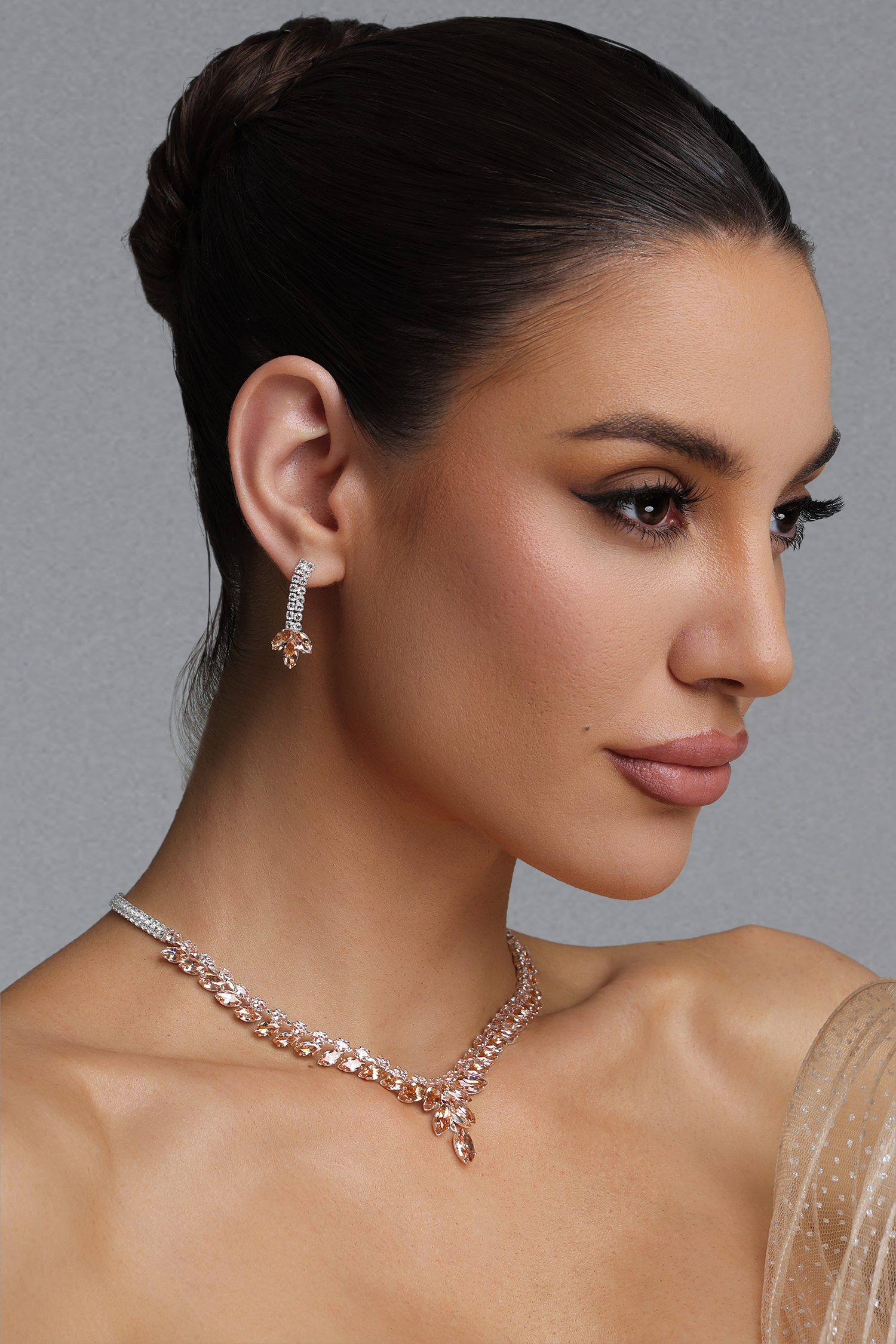Gail Gold Wheat Teardrop Diamond Two Piece Set