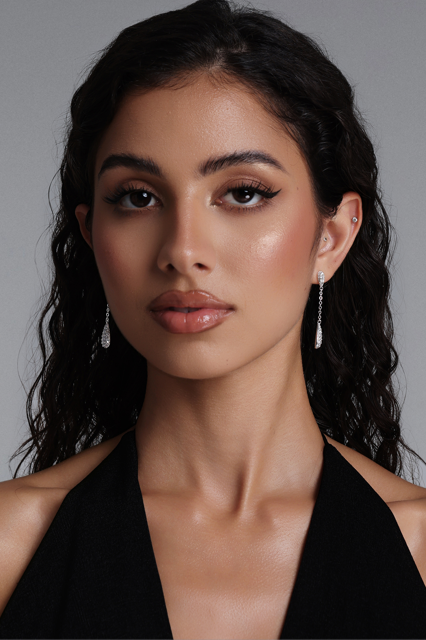 Zico Teardrop Crystal Long Dangle Earrings
