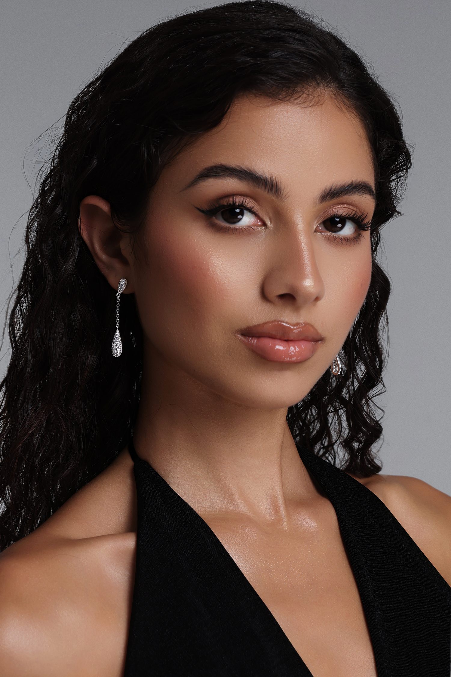 Zico Teardrop Crystal Long Dangle Earrings
