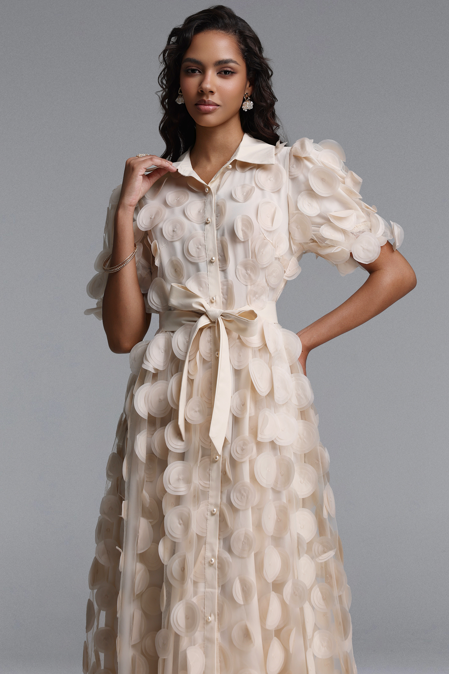 Terri Resort Flowy Short Sleeve Woven Maxi Dress