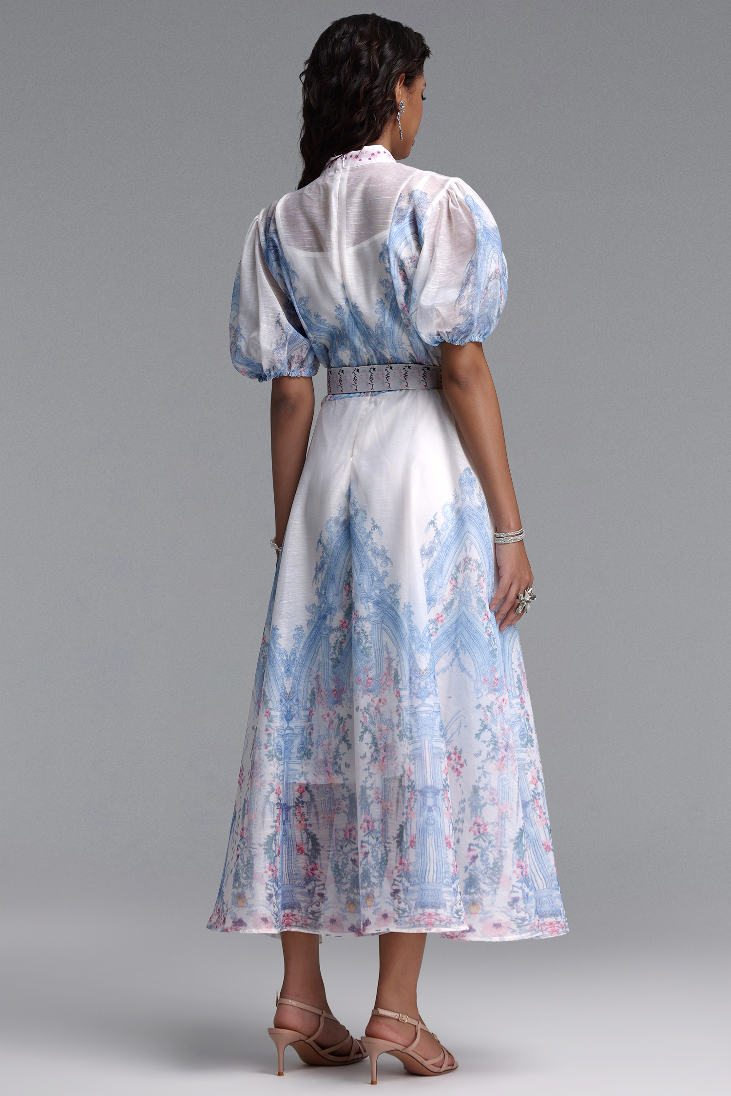 Xezey Resort Flowy Puff Sleeve Floral Print Woven Maxi Dress