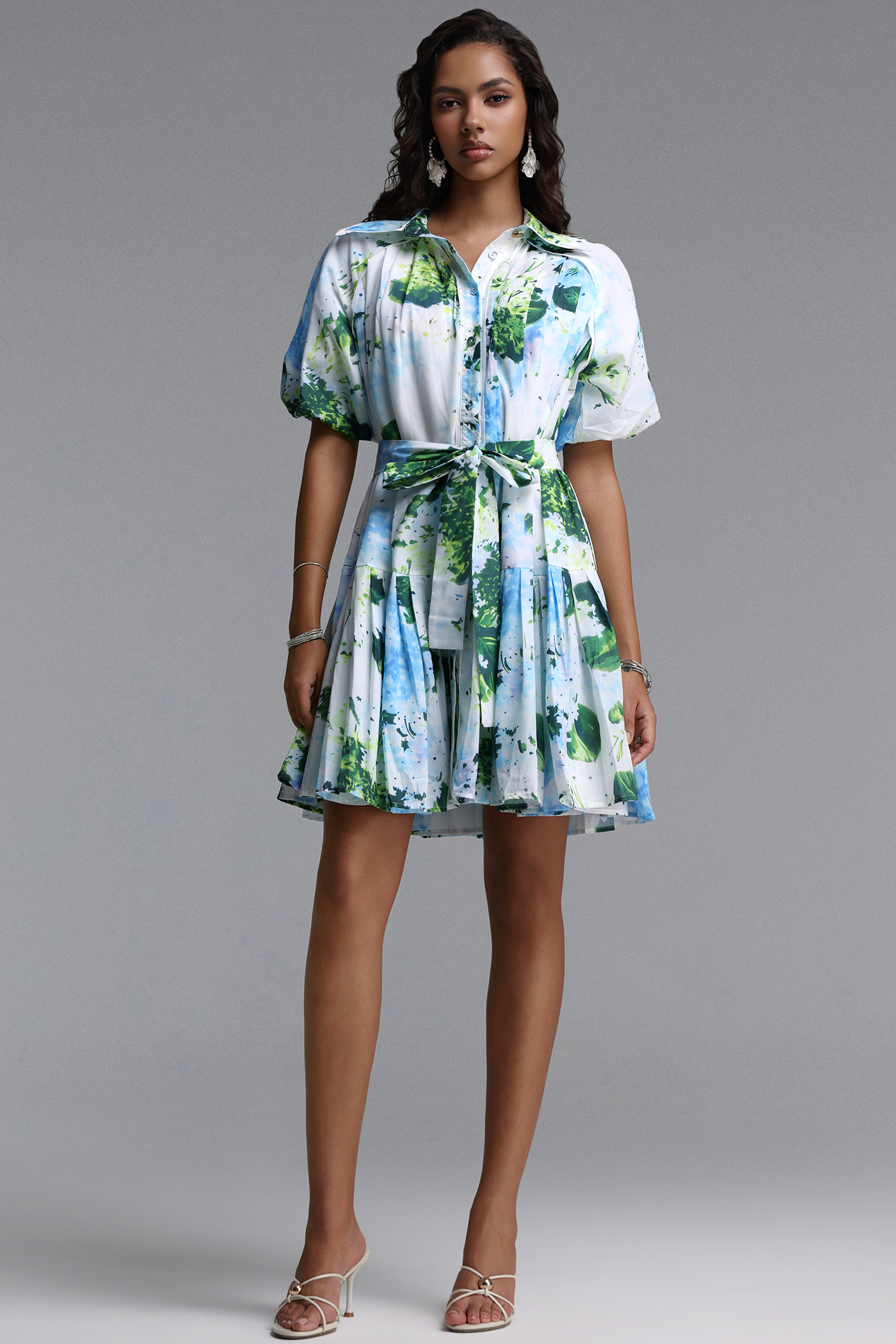 Haley Resort Flowy Short Sleeve Print Woven Mini Dress
