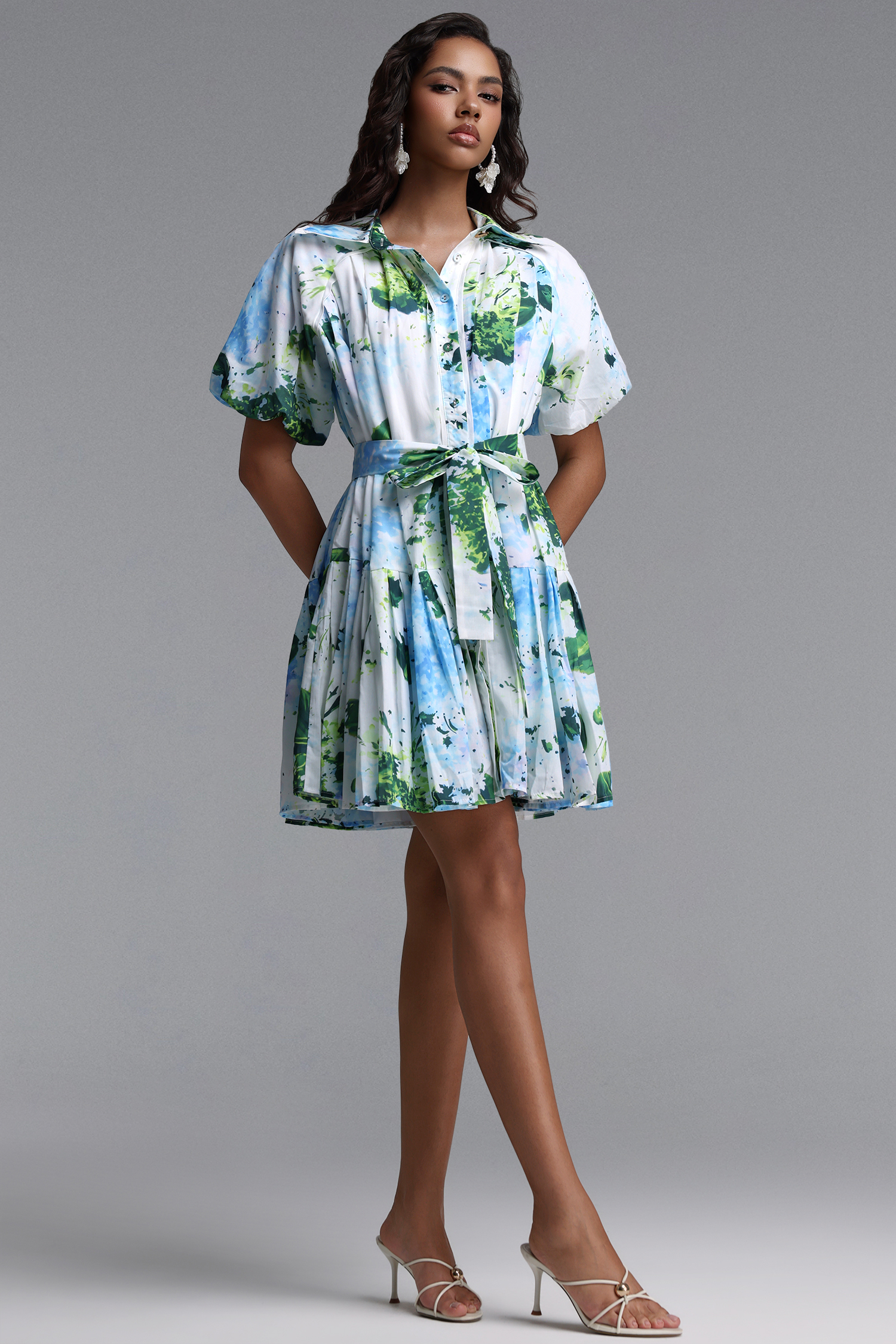 Haley Resort Flowy Short Sleeve Print Woven Mini Dress