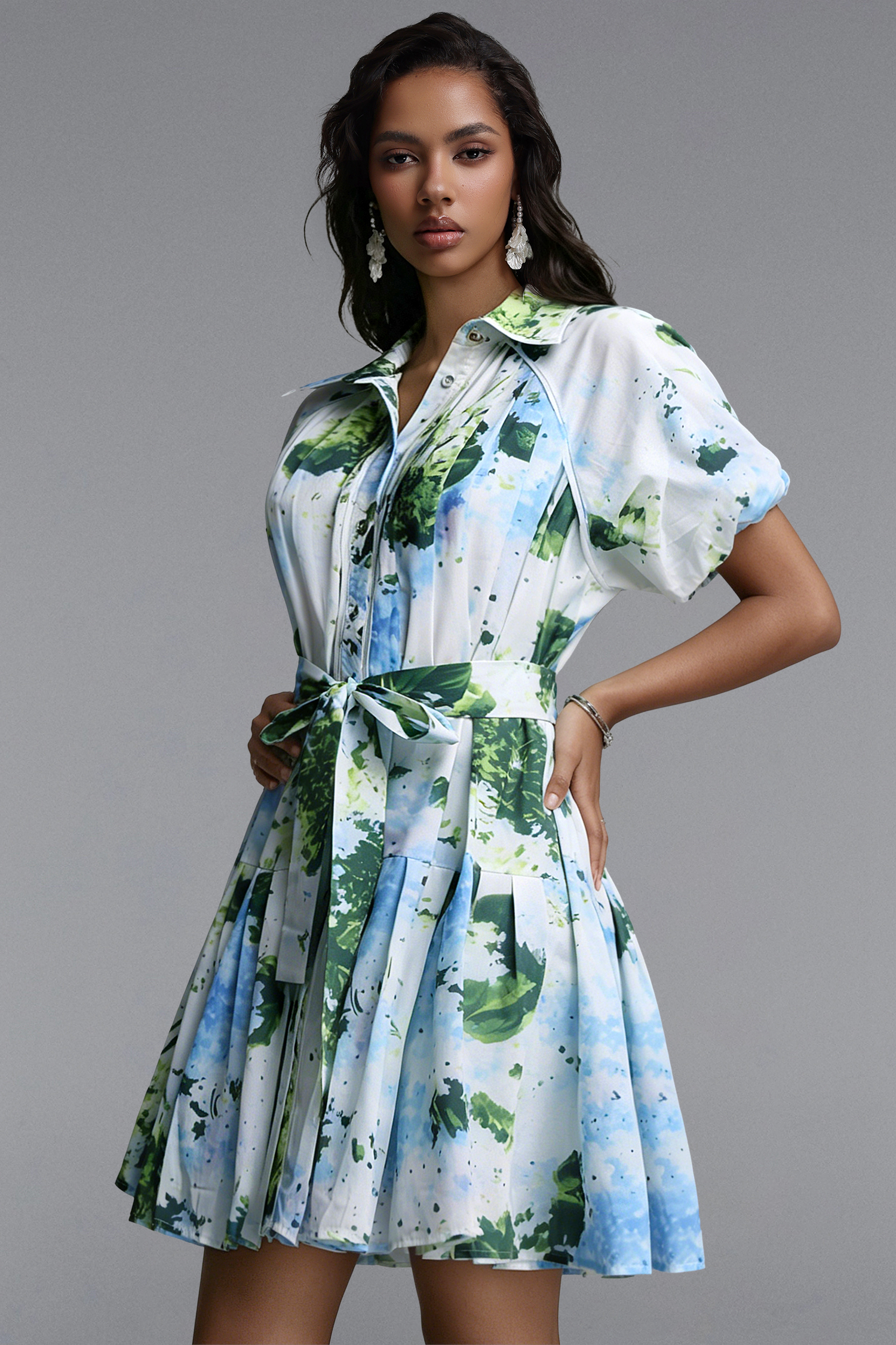 Haley Resort Flowy Short Sleeve Print Woven Mini Dress