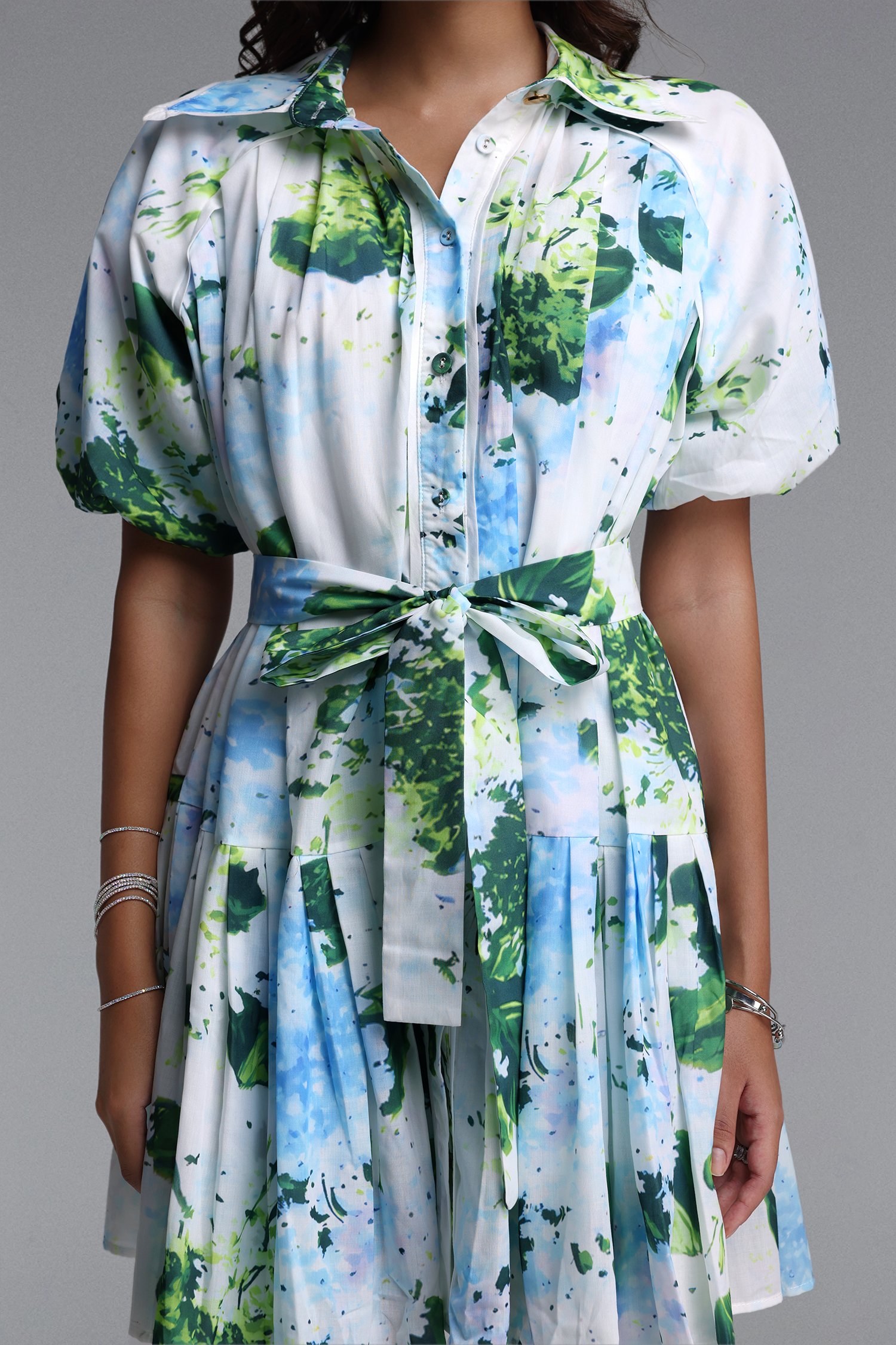 Haley Resort Flowy Short Sleeve Print Woven Mini Dress
