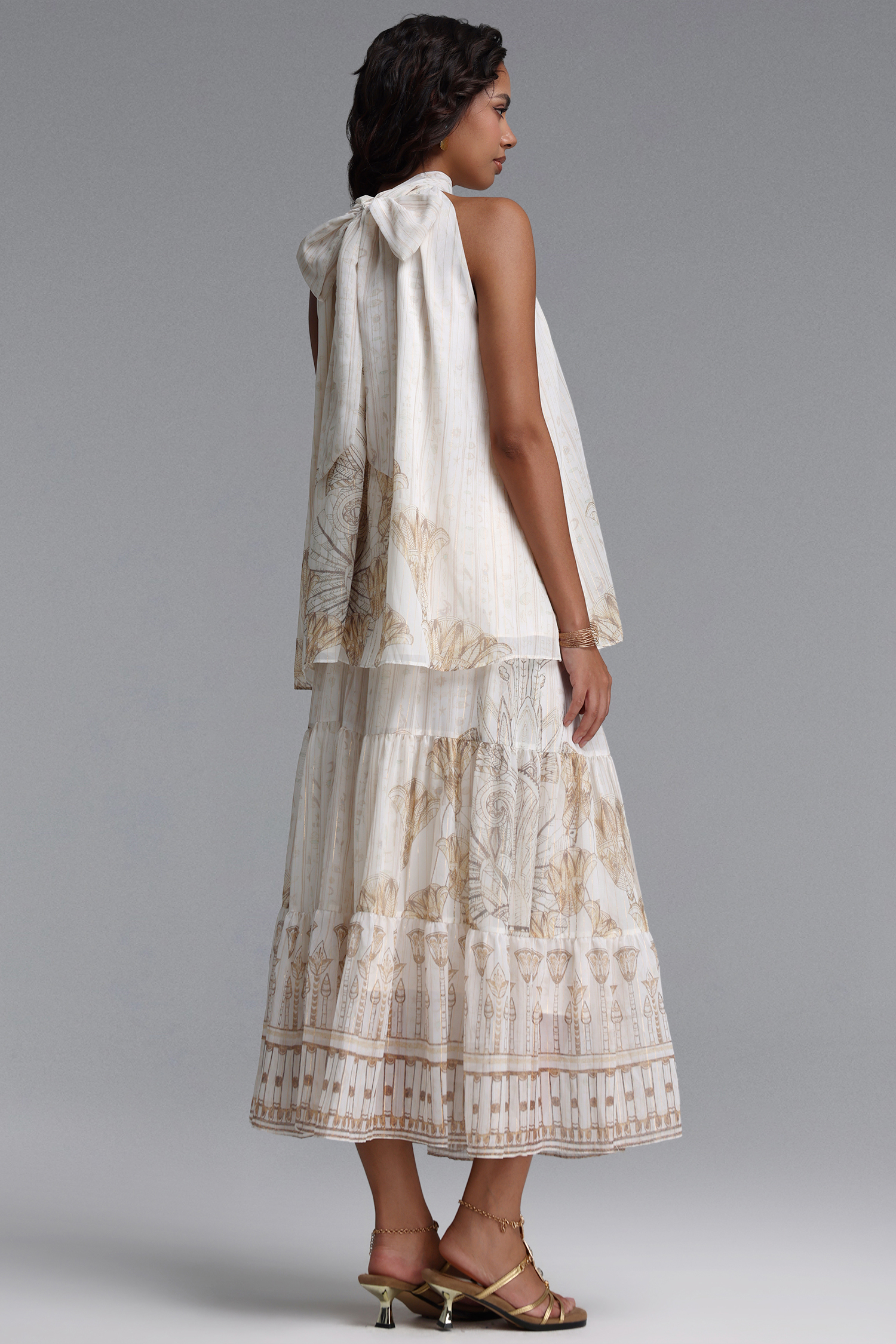 Kaiser Resort Flowy Sleeveless Floral Print Woven Top and Skirt Two Piece Set