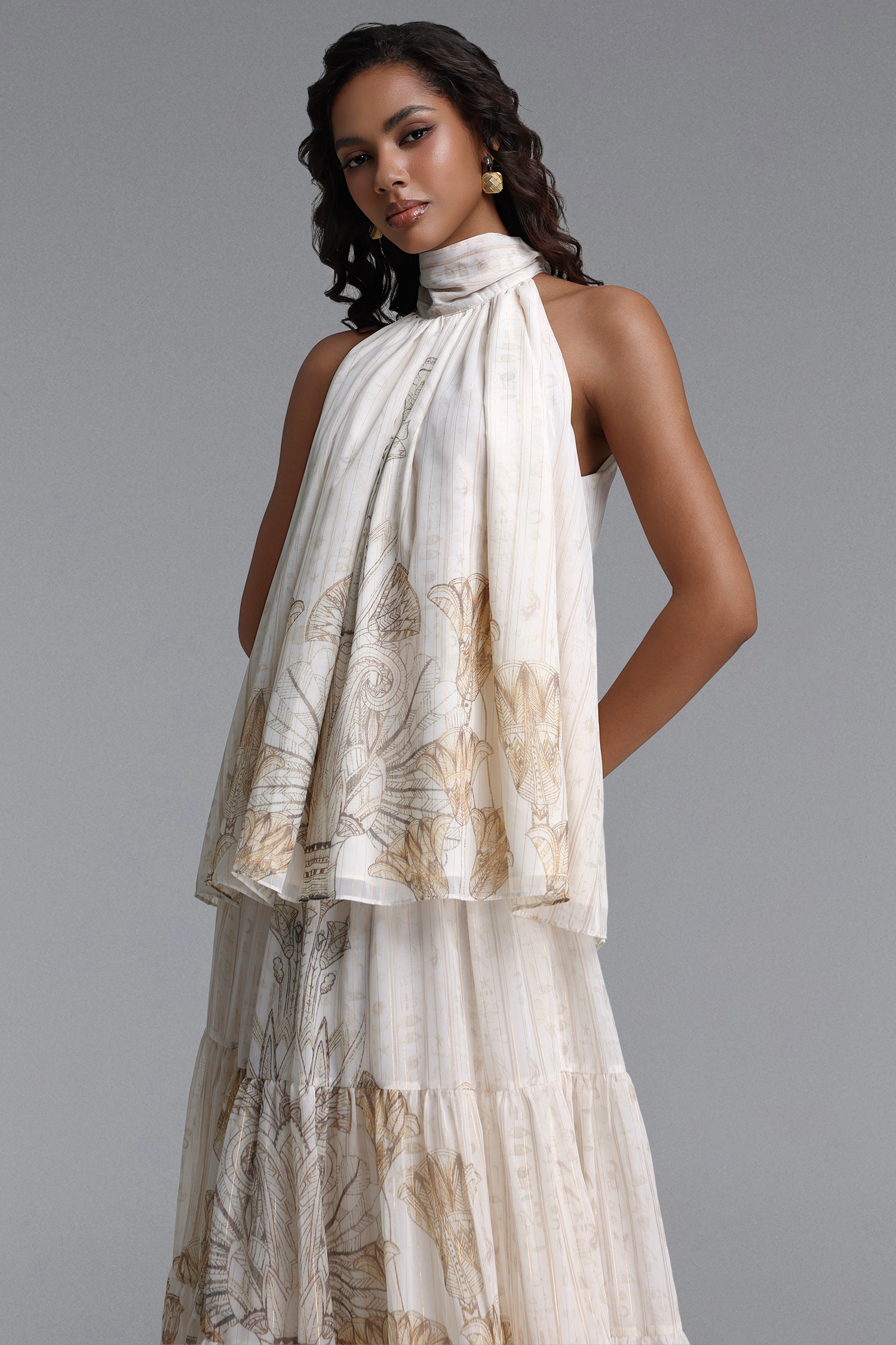 Kaiser Resort Flowy Sleeveless Floral Print Woven Top and Skirt Two Piece Set