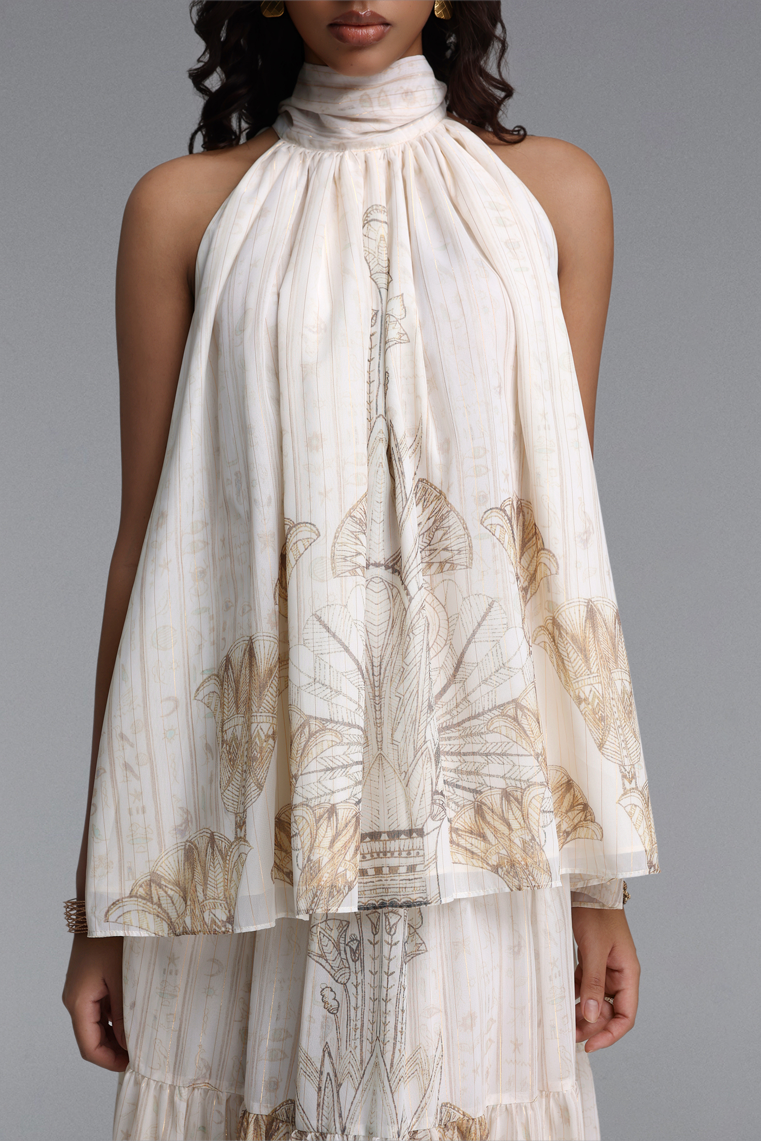 Kaiser Resort Flowy Sleeveless Floral Print Woven Top and Skirt Two Piece Set