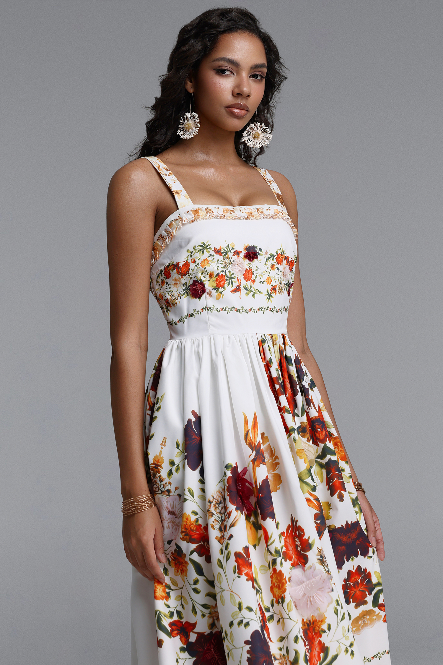 Gayu Resort Flowy Sleeveless Floral Print Woven Floral Maxi Dress