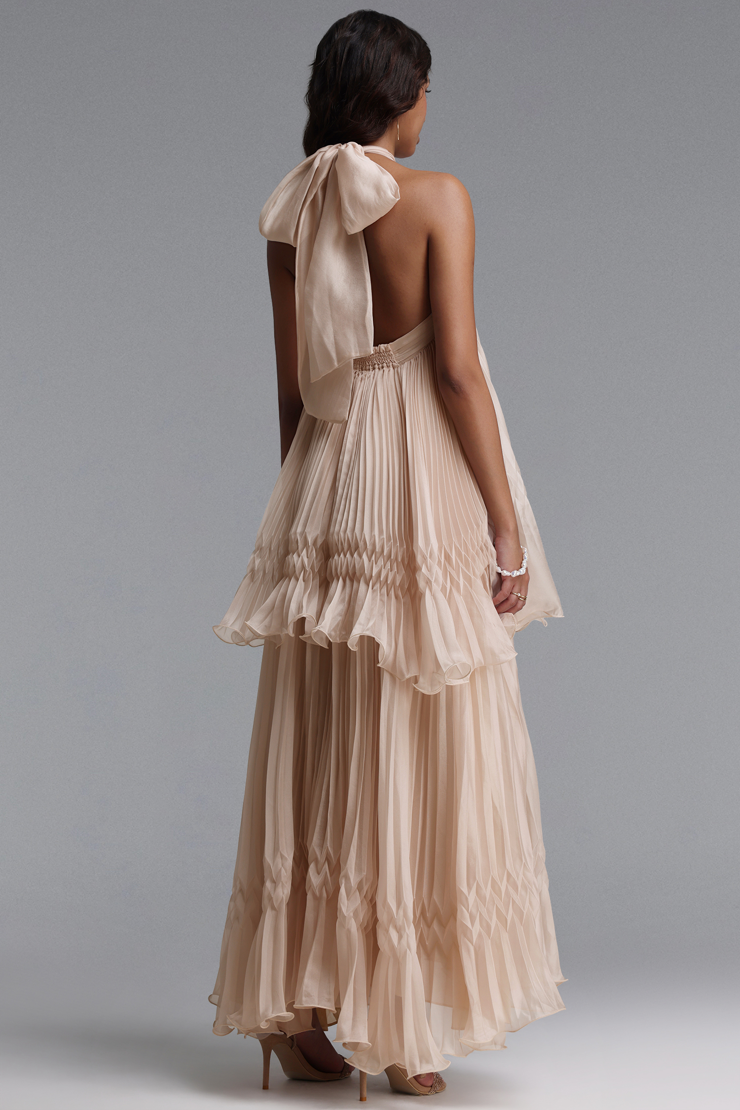 Ernie Resort Flowy Sleeveless Pleated Woven Maxi Dress