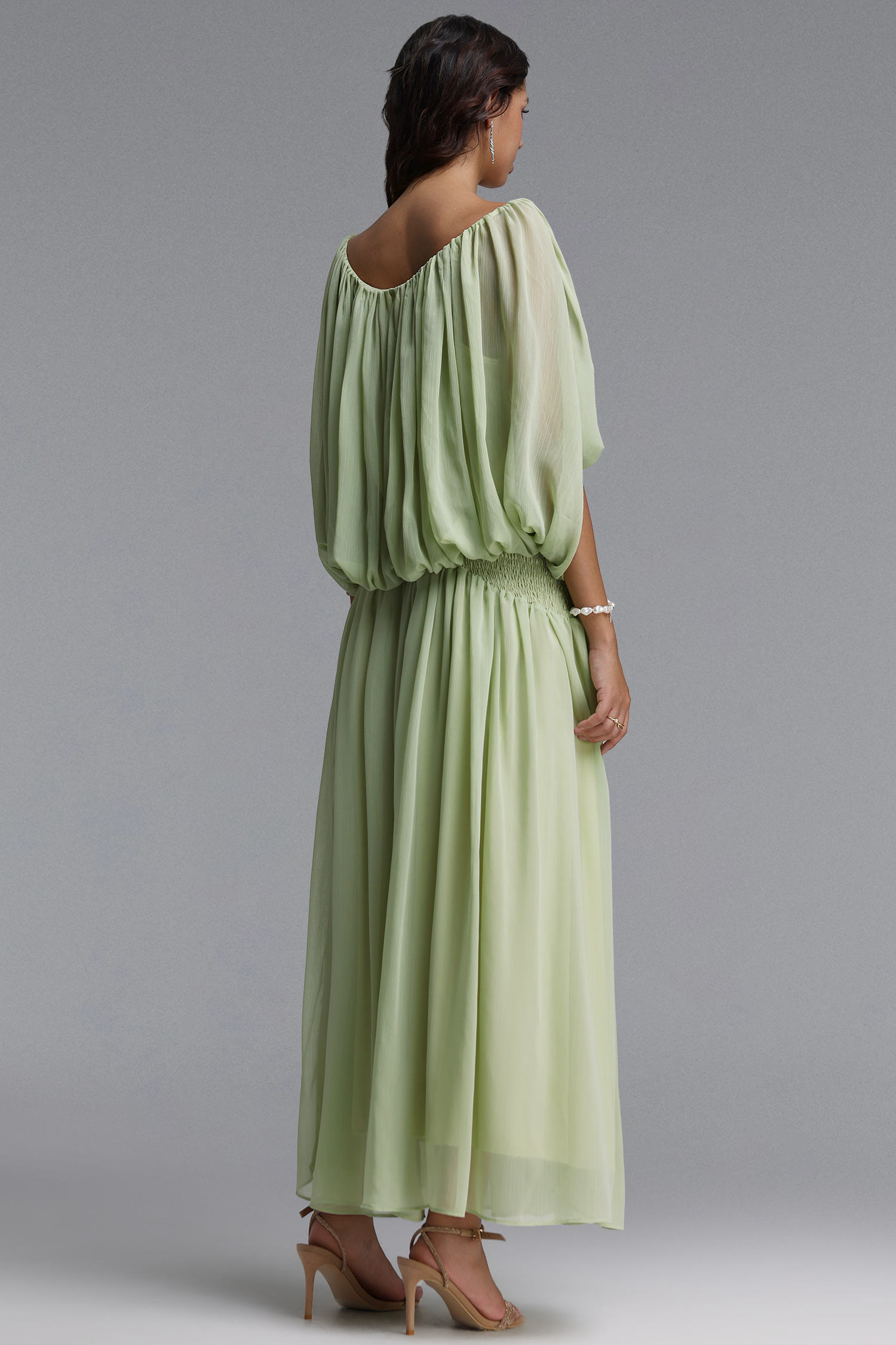 Fayie Resort Flowy Short Sleeve Chiffon Top and Skirt Two Piece Set