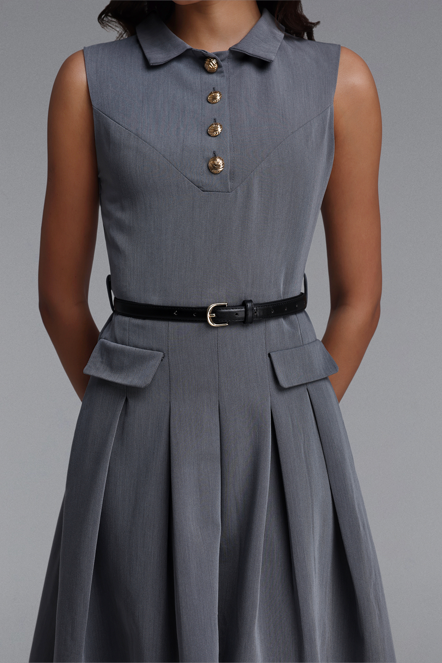Milo Classic Tailored Collared Sleeveless Woven Mini Dress
