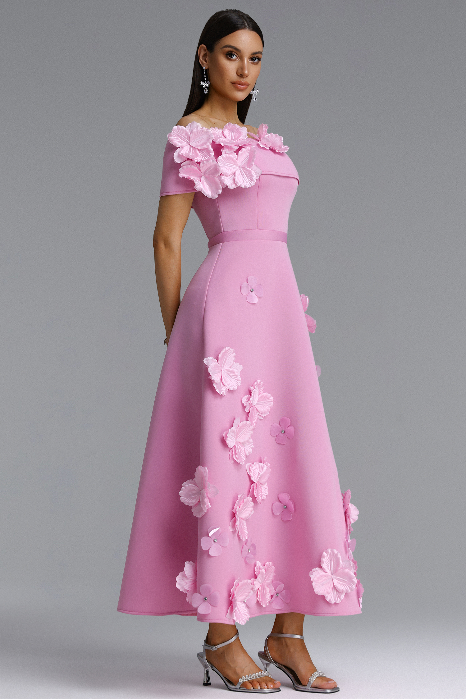 Gacia Elegant Off Shoulder Floral Maxi Dress
