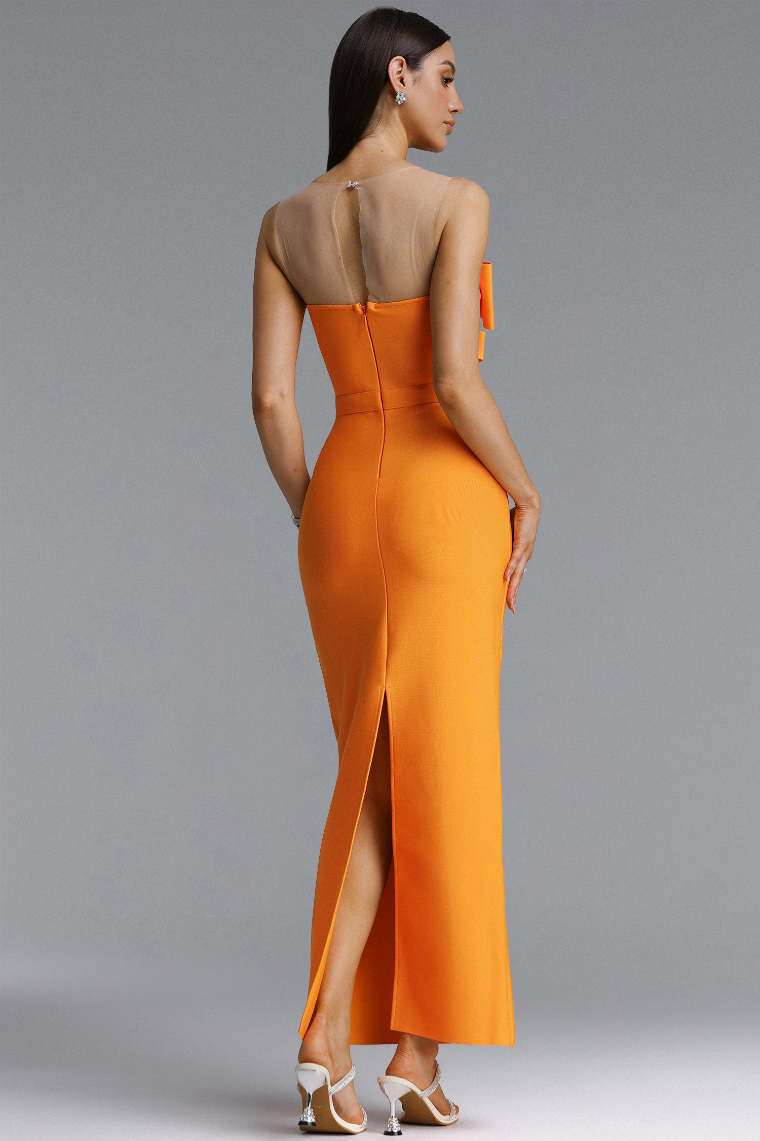 Daphne Sexy Strapless Double Layer Rhinestone Bandage Maxi Dress