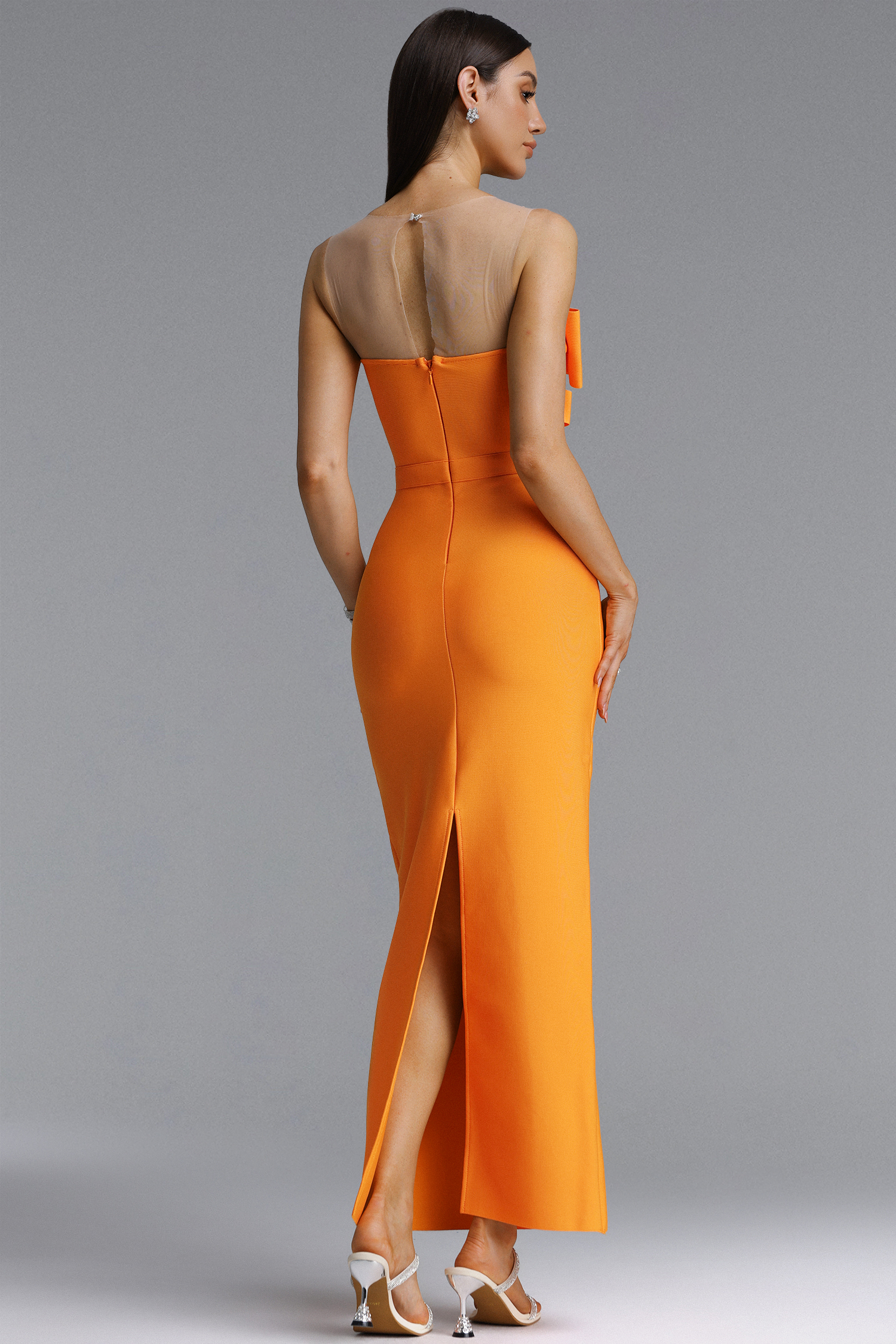 Daphne Sexy Strapless Double Layer Rhinestone Bandage Maxi Dress