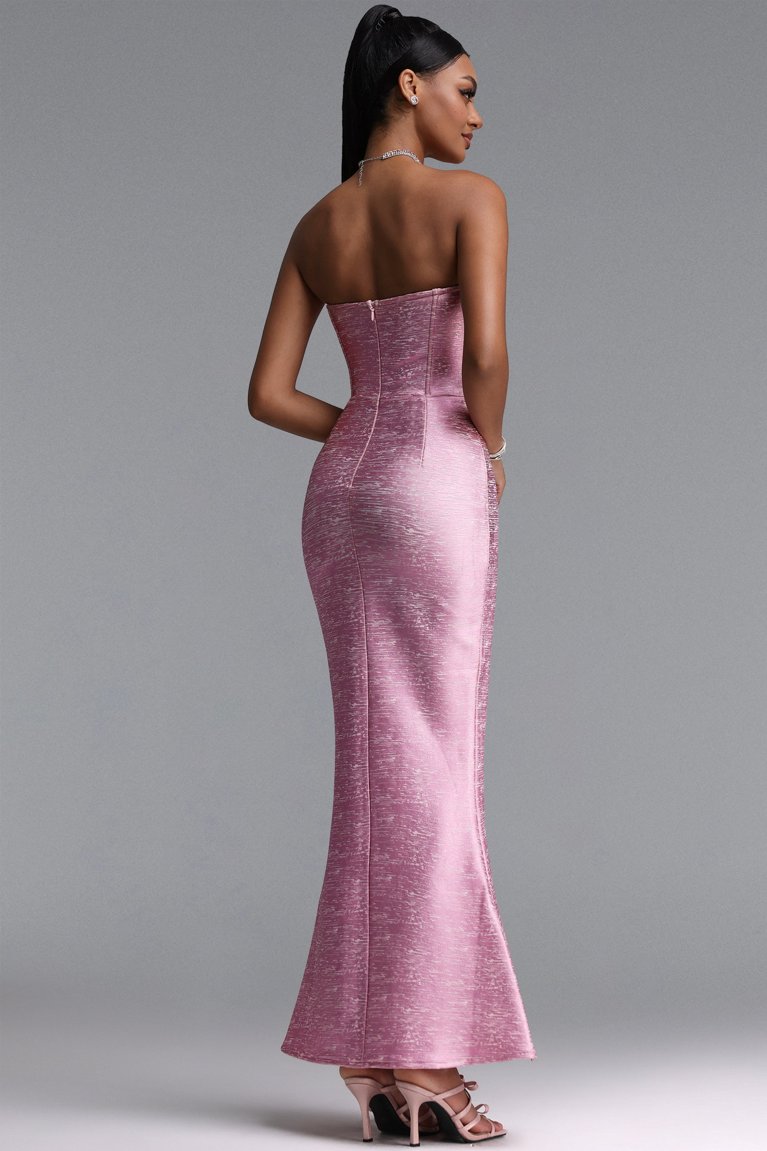 Stormie Pearl ChampagnePink Bandage Maxi Dress
