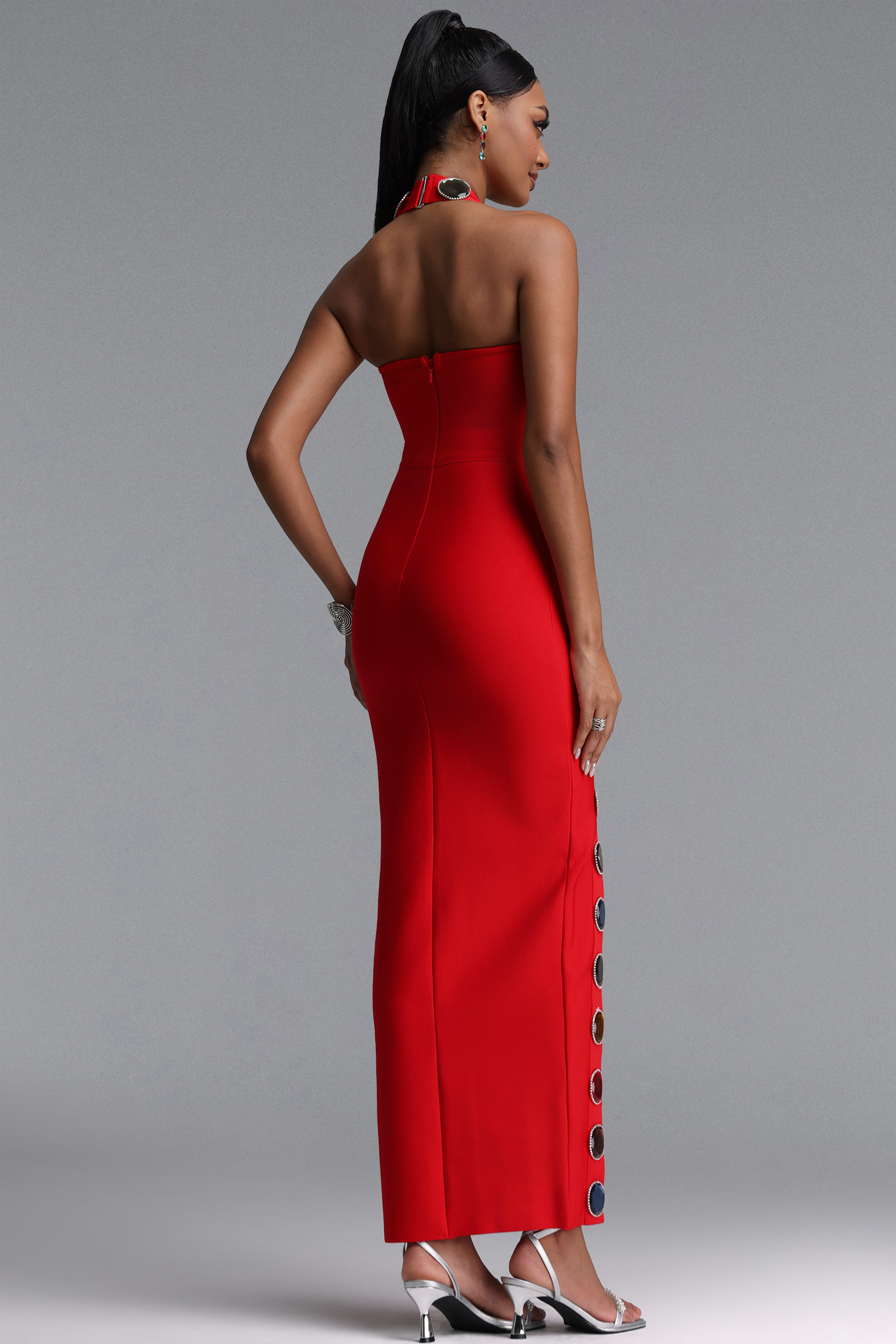 Dixie Halter Sleeveless Diamond Bandage Maxi Dress