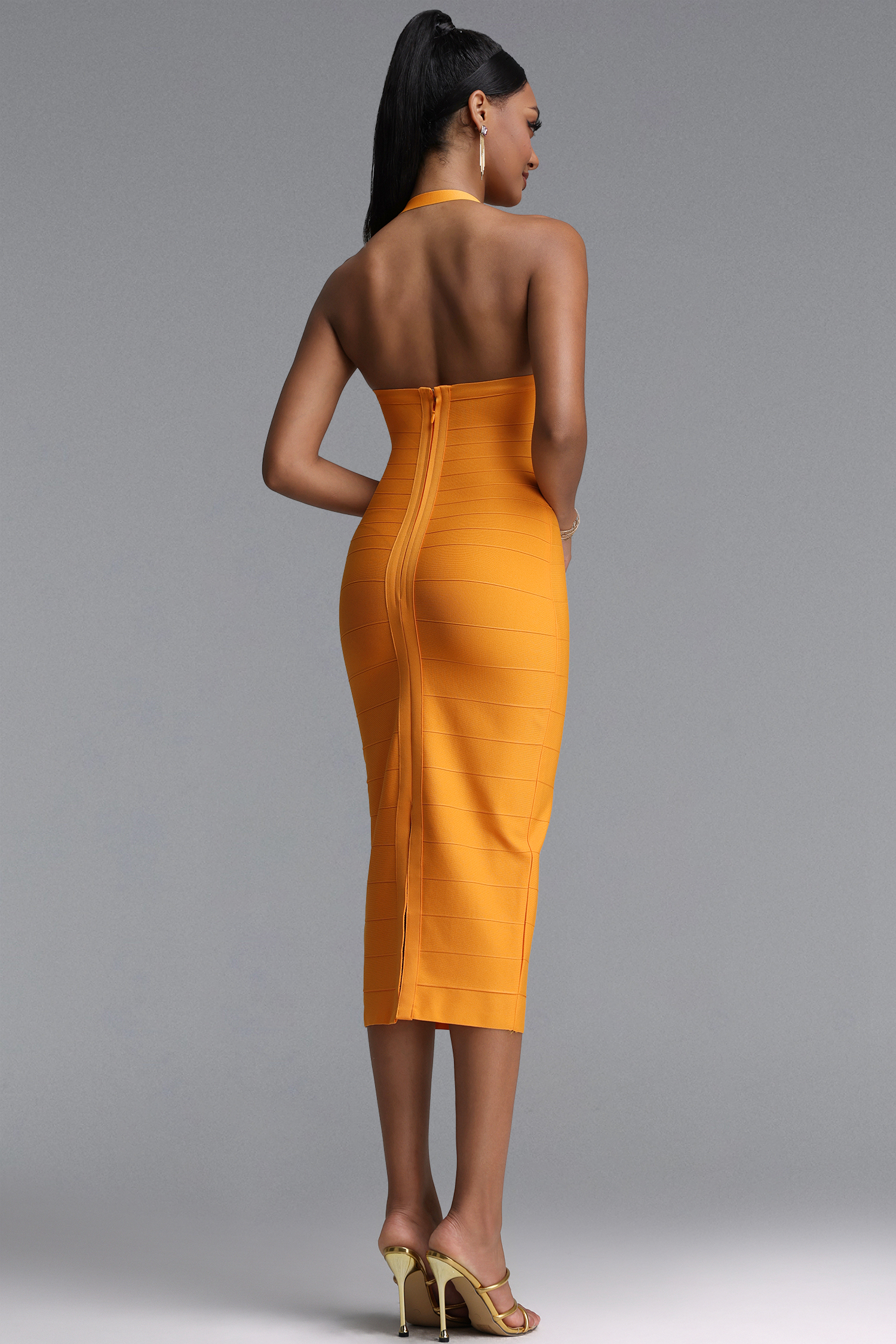 Nico Minimalist Fitted Halter Bandage Maxi Dress