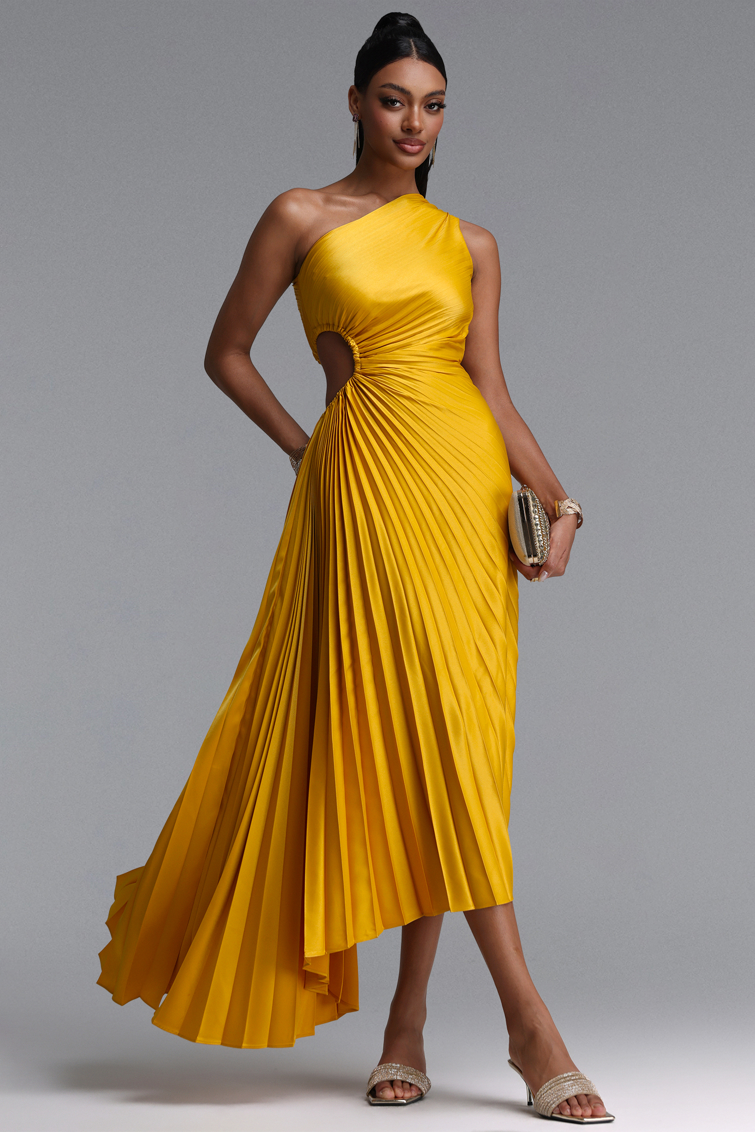 Mindi One Shoulder Sleeveless Hollow Maxi Dress